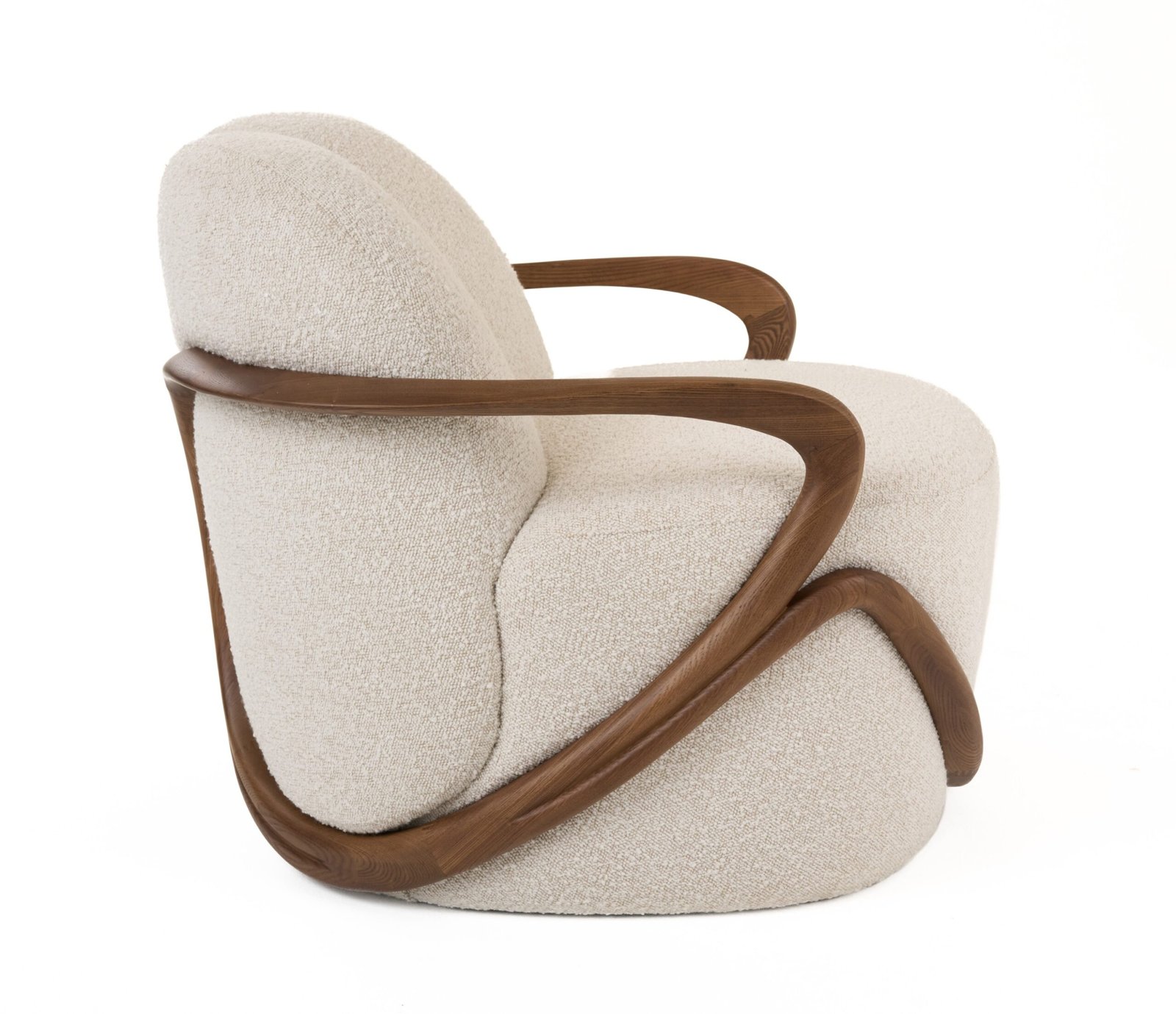 Modrest Fortuna - Mid-Century Modern Off-White Fabric + Walnut Accent Chair - Image 2