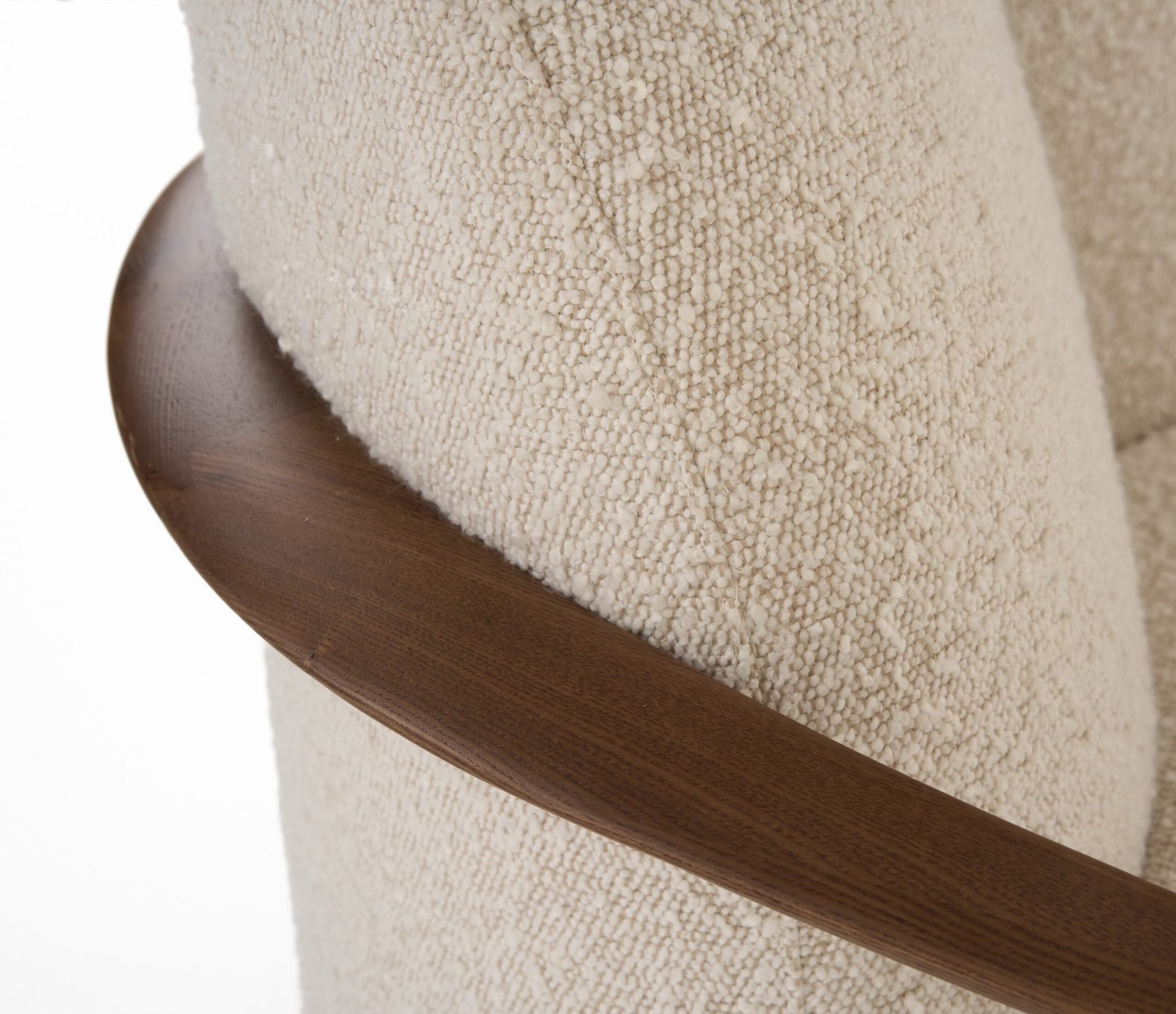 Modrest Fortuna - Mid-Century Modern Off-White Fabric + Walnut Accent Chair - Image 4