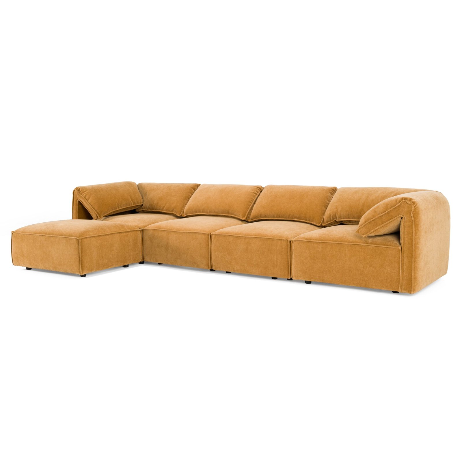 Divani Casa Gene - Modern Ochre Fabric 5-Piece Modular Sectional Sofa - Image 2