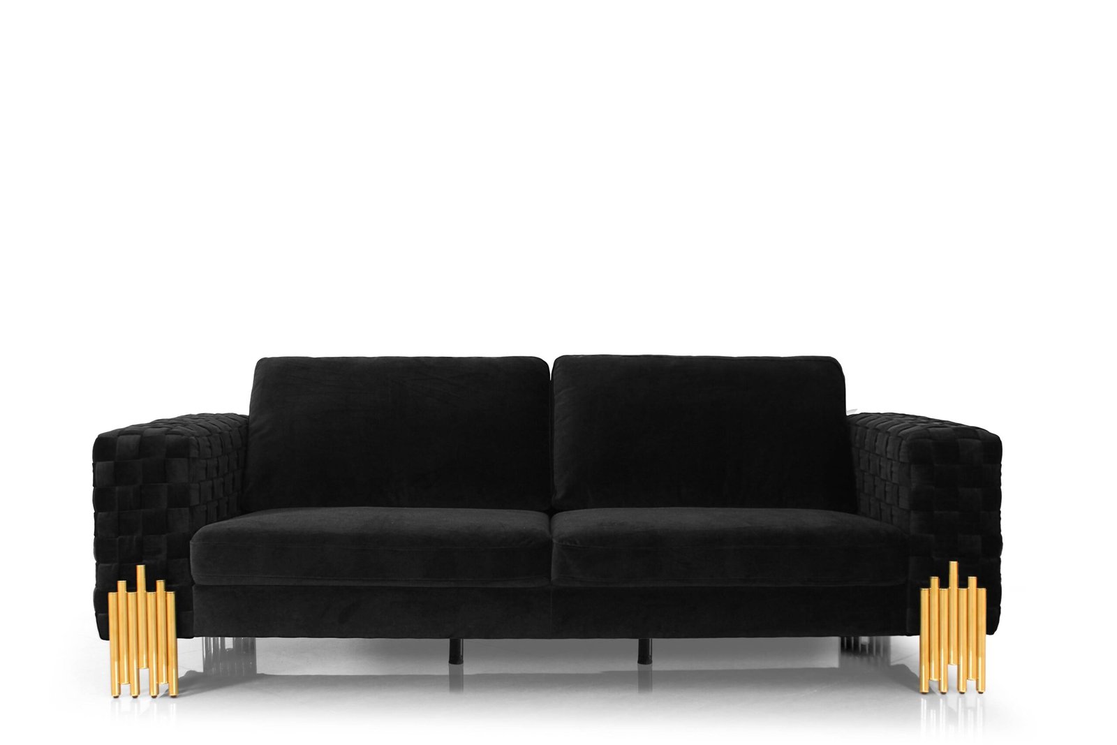Divani Casa Georgia- Modern Velvet Glam Black + Gold Sofa - Image 2