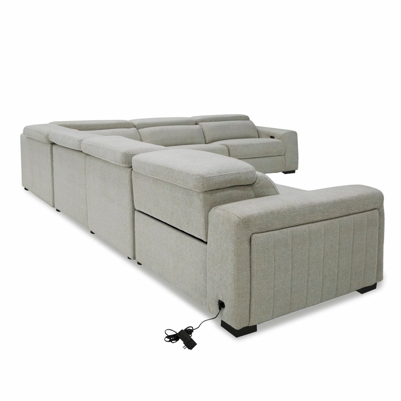 Divani Casa Gering - Modern Beige Fabric Sectional With 2 Power Recliners - Image 4
