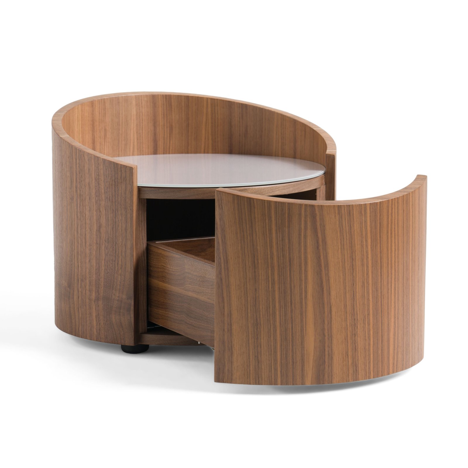 Modrest Geneva - Modern Walnut Round Nightstand - Image 3