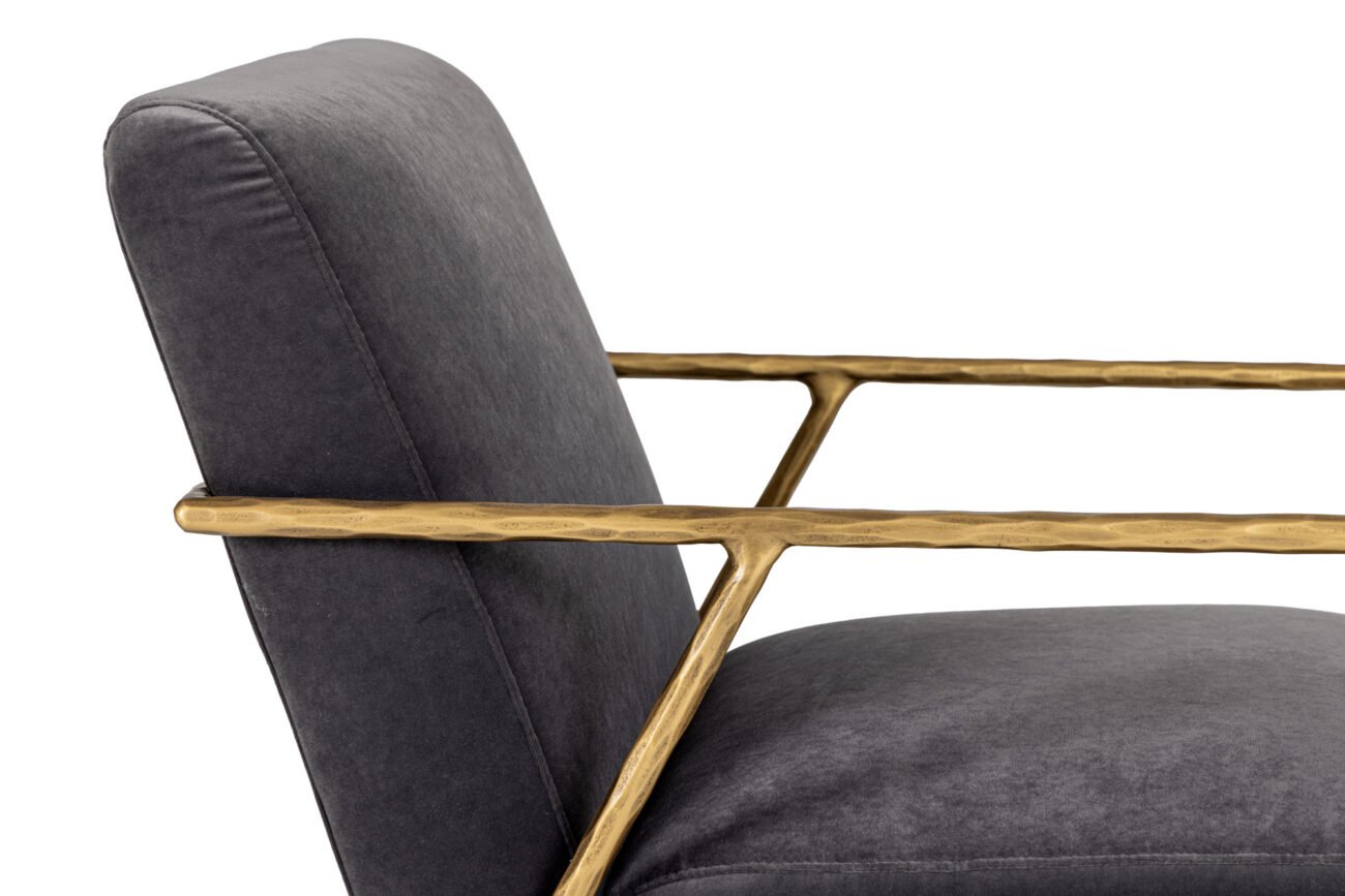Modrest Gibbons - Modern Grey Velvet + Forged Gold Accent Chair - Image 4