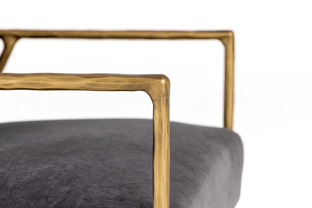 Modrest Gibbons - Modern Grey Velvet + Forged Gold Accent Chair - Image 5