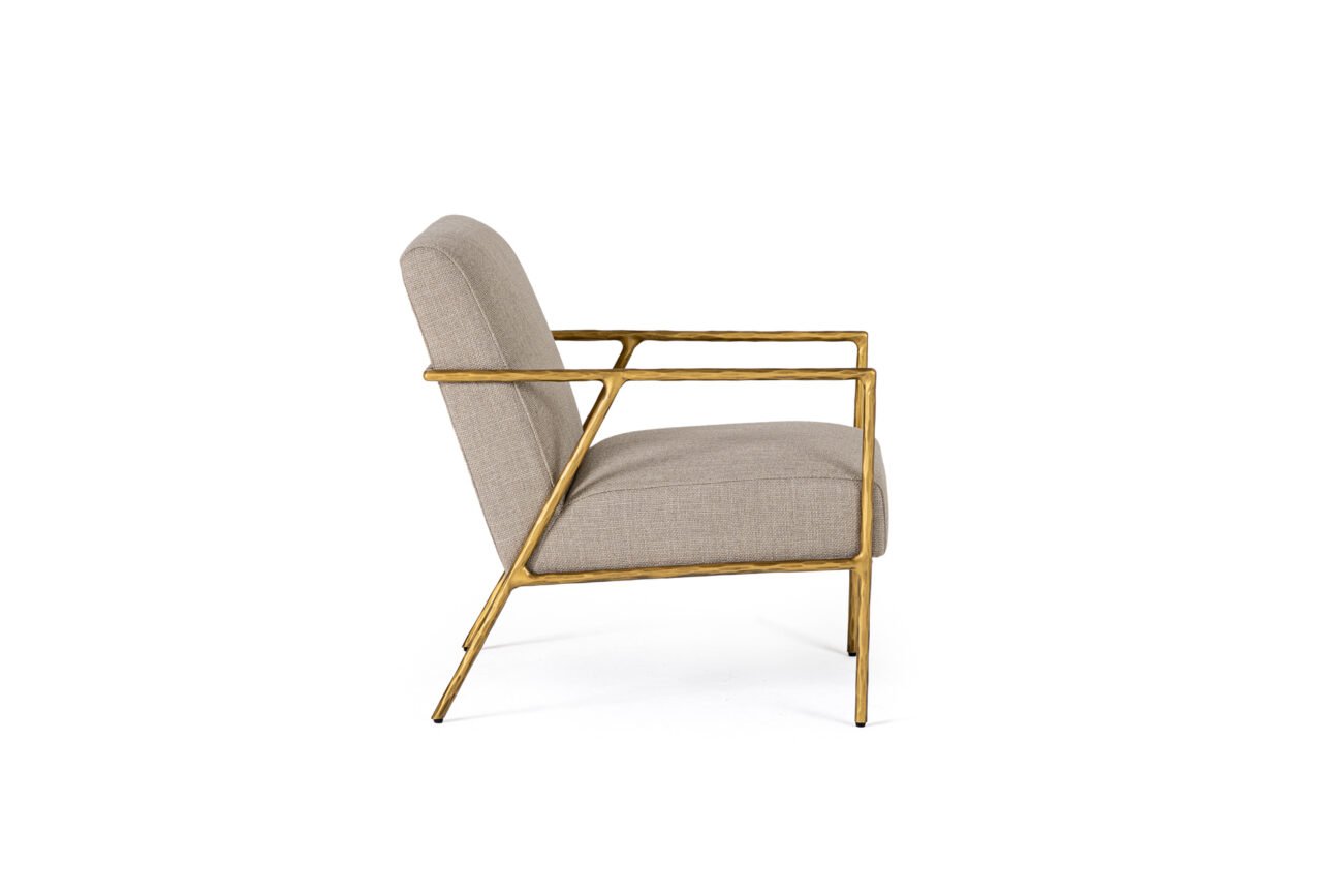 Modrest Gibbons - Modern Beige Linen + Forged Gold Accent Chair - Image 2