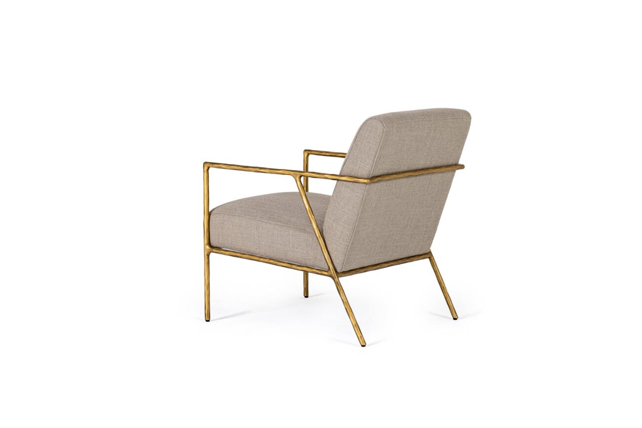 Modrest Gibbons - Modern Beige Linen + Forged Gold Accent Chair - Image 3