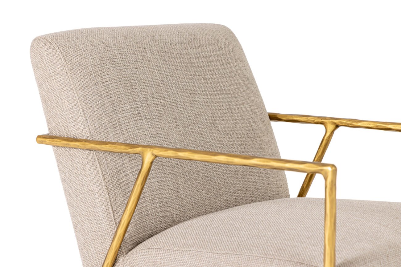 Modrest Gibbons - Modern Beige Linen + Forged Gold Accent Chair - Image 4