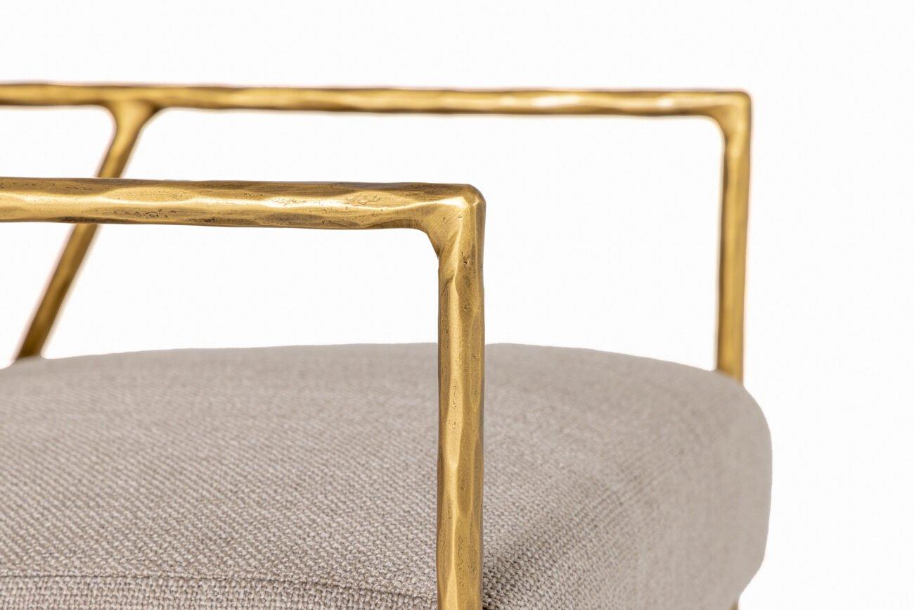 Modrest Gibbons - Modern Beige Linen + Forged Gold Accent Chair - Image 5