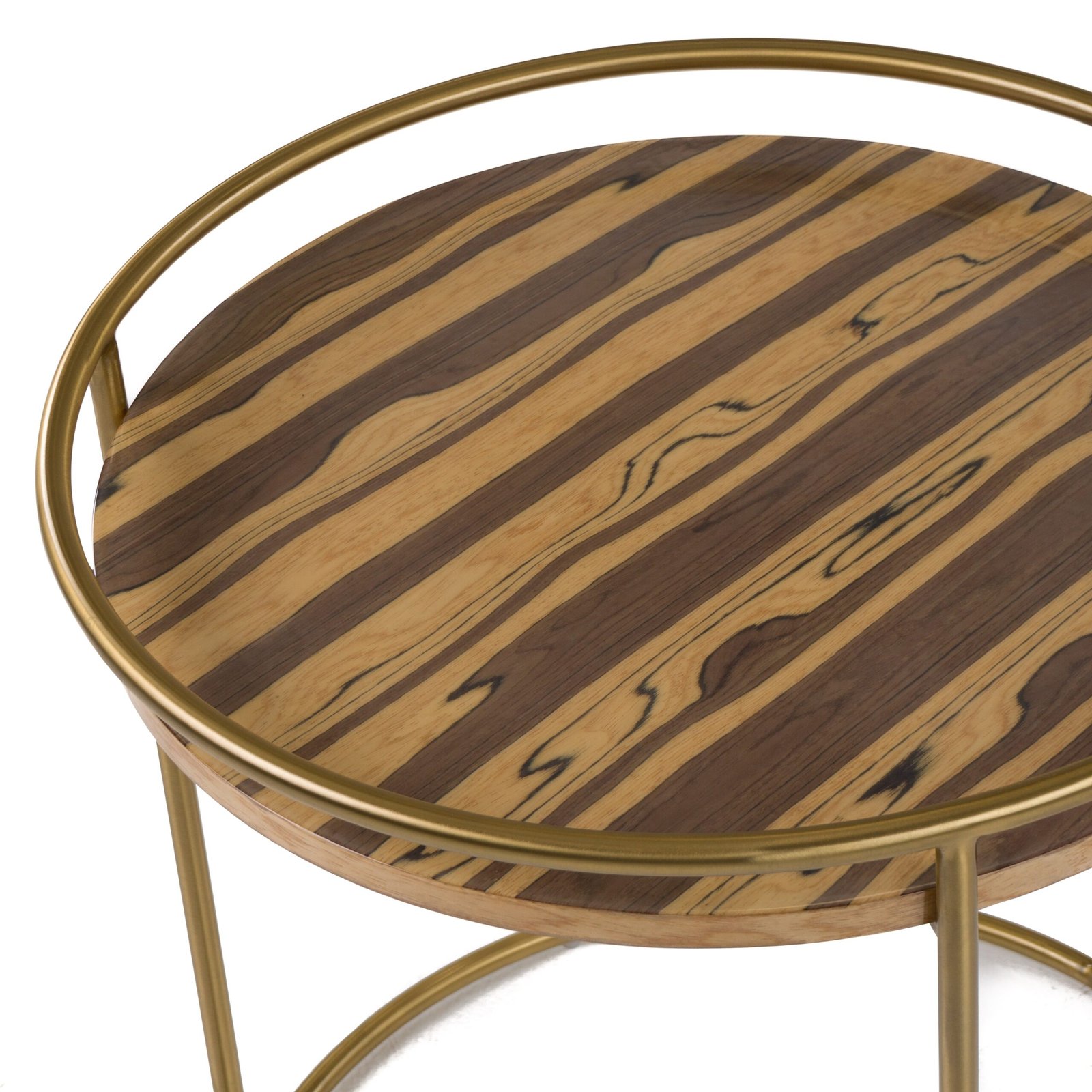 Modrest Gilcrest - Glam Brown and Gold Marble End Table - Image 3