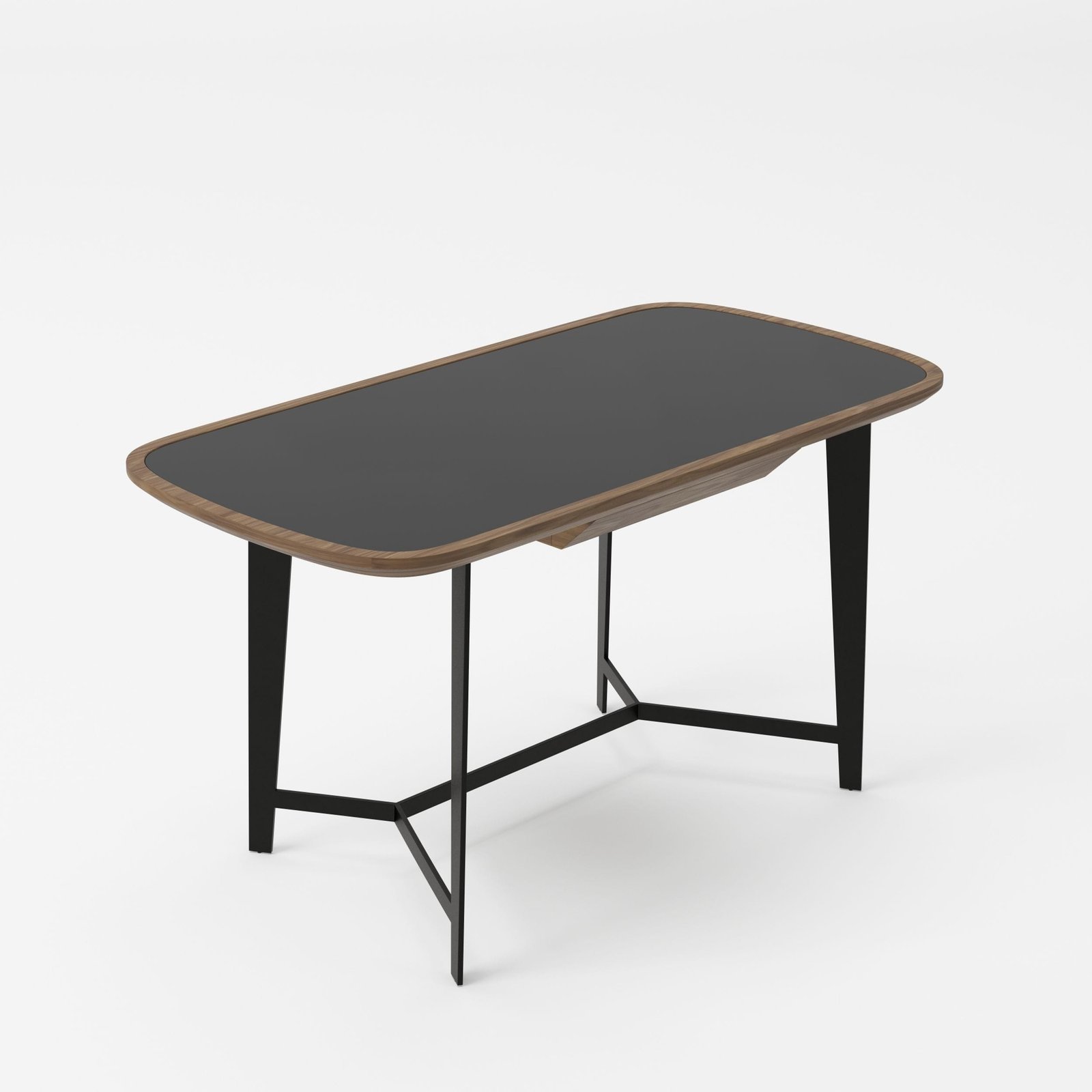 Modrest Girard - Modern Walnut & Black Glass Desk - Image 2