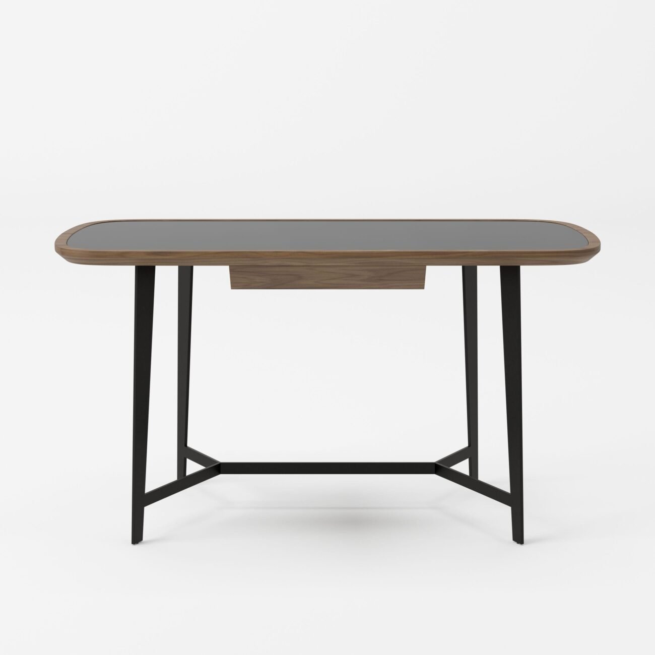 Modrest Girard - Modern Walnut & Black Glass Desk - Image 3