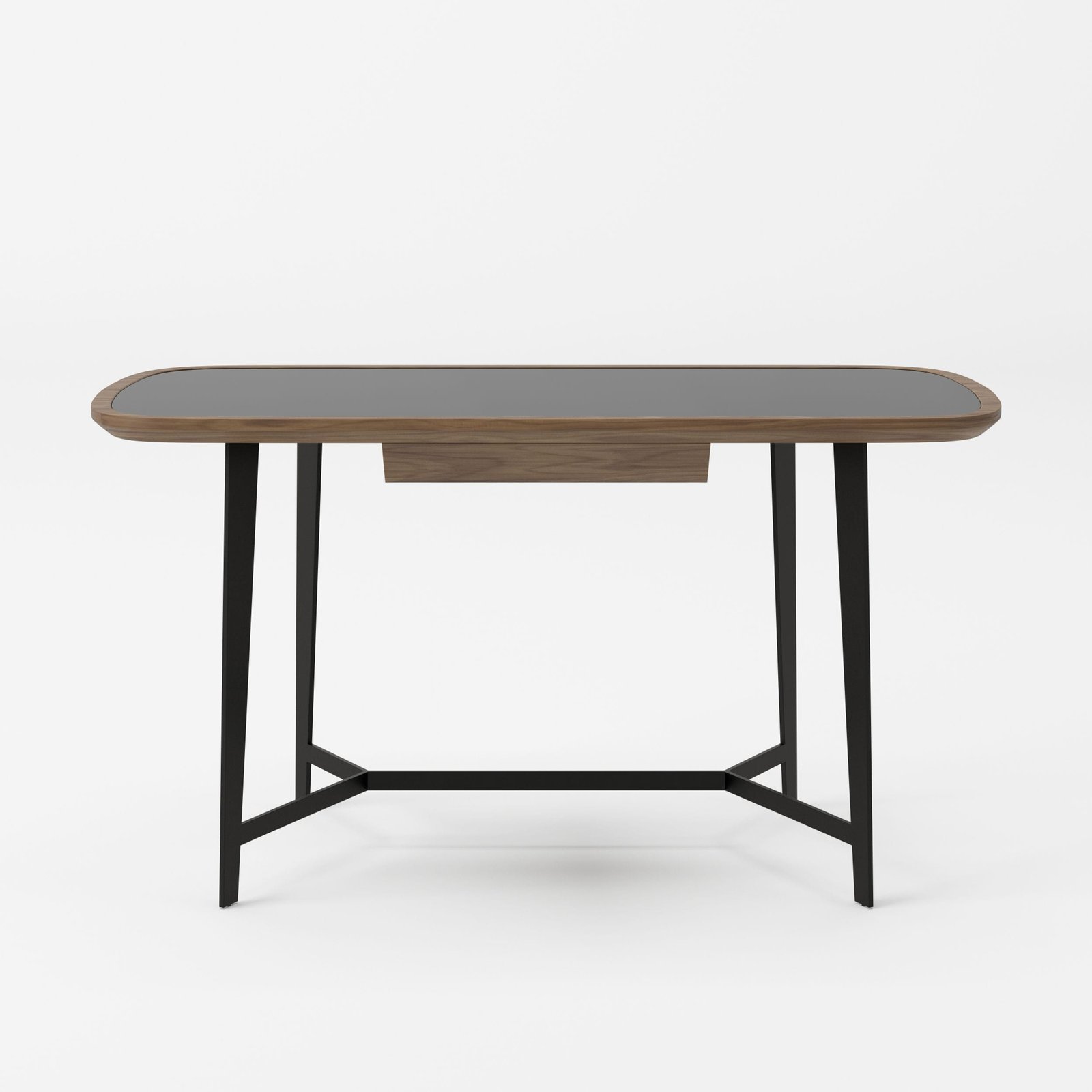 Modrest Girard - Modern Walnut & Black Glass Desk - Image 3