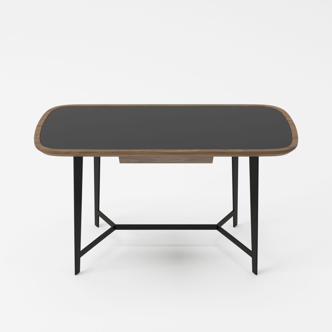 Modrest Girard - Modern Walnut & Black Glass Desk - Image 4