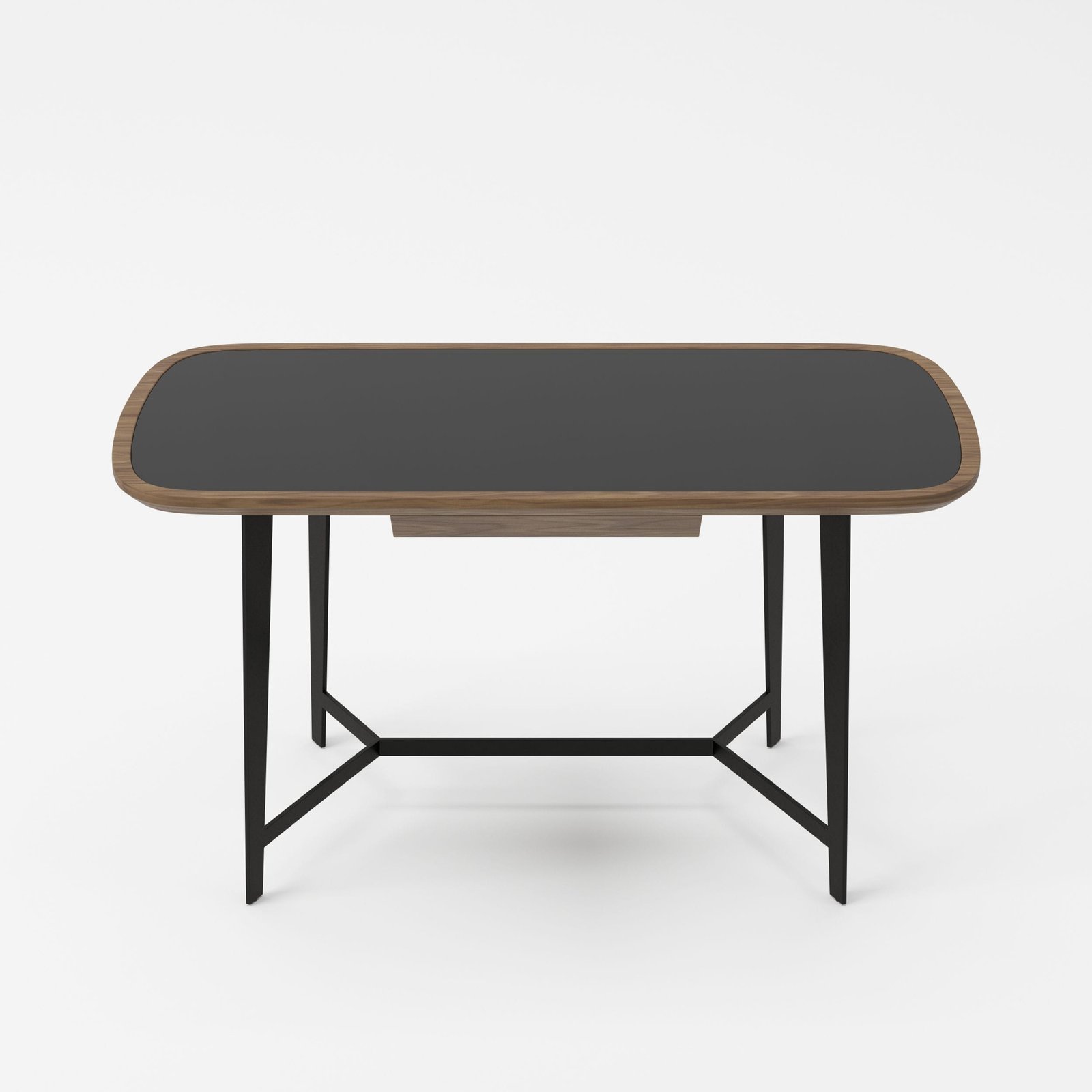 Modrest Girard - Modern Walnut & Black Glass Desk - Image 4