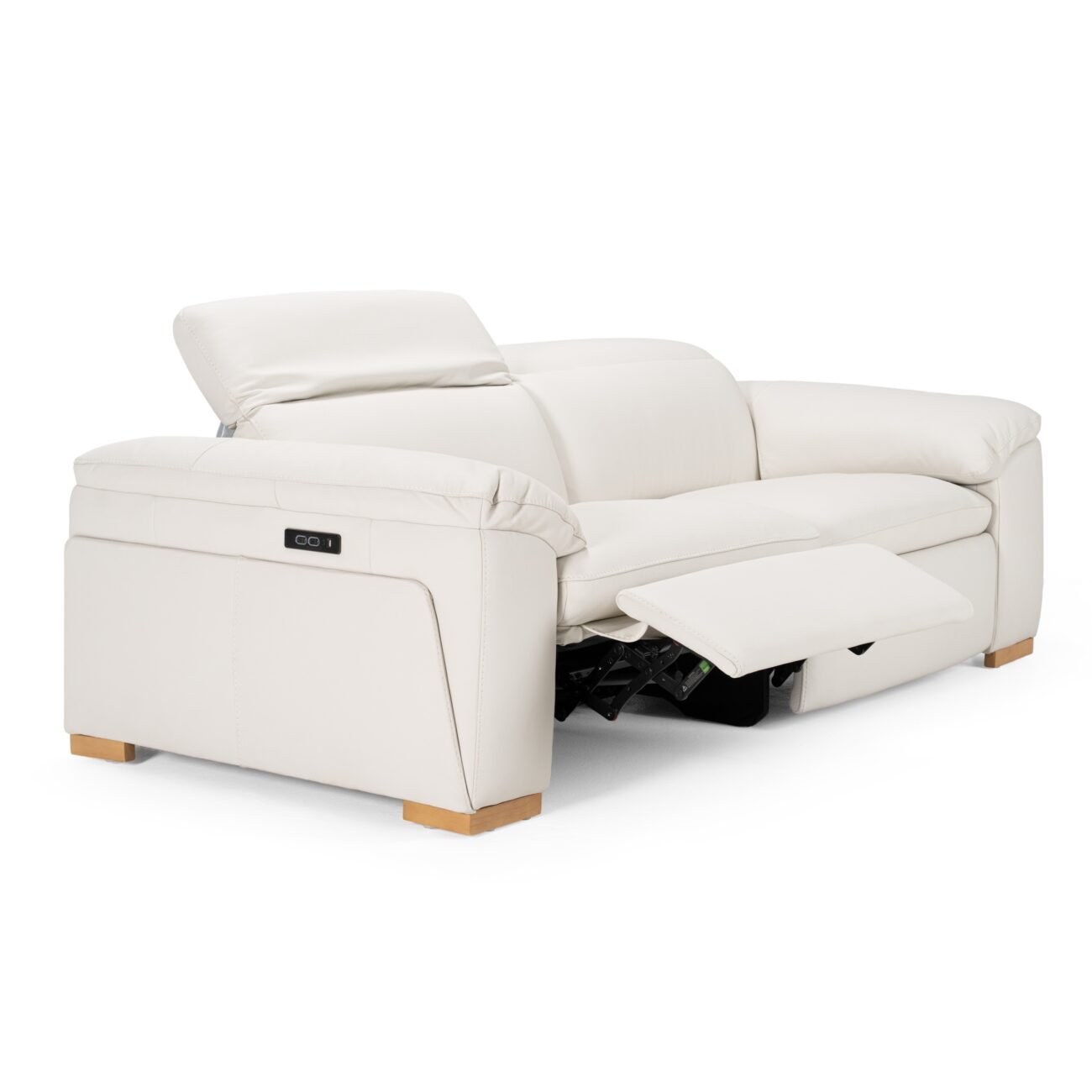 Divani Casa Gregory - Modern Off-White Leather Sofa w/ 2 Recliners - Image 3