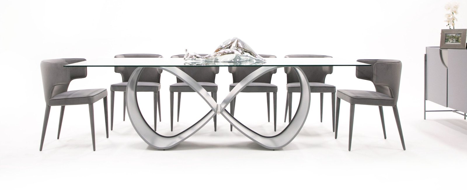 Modrest Hadley- Glass & Matte Grey Dining Table - Image 2
