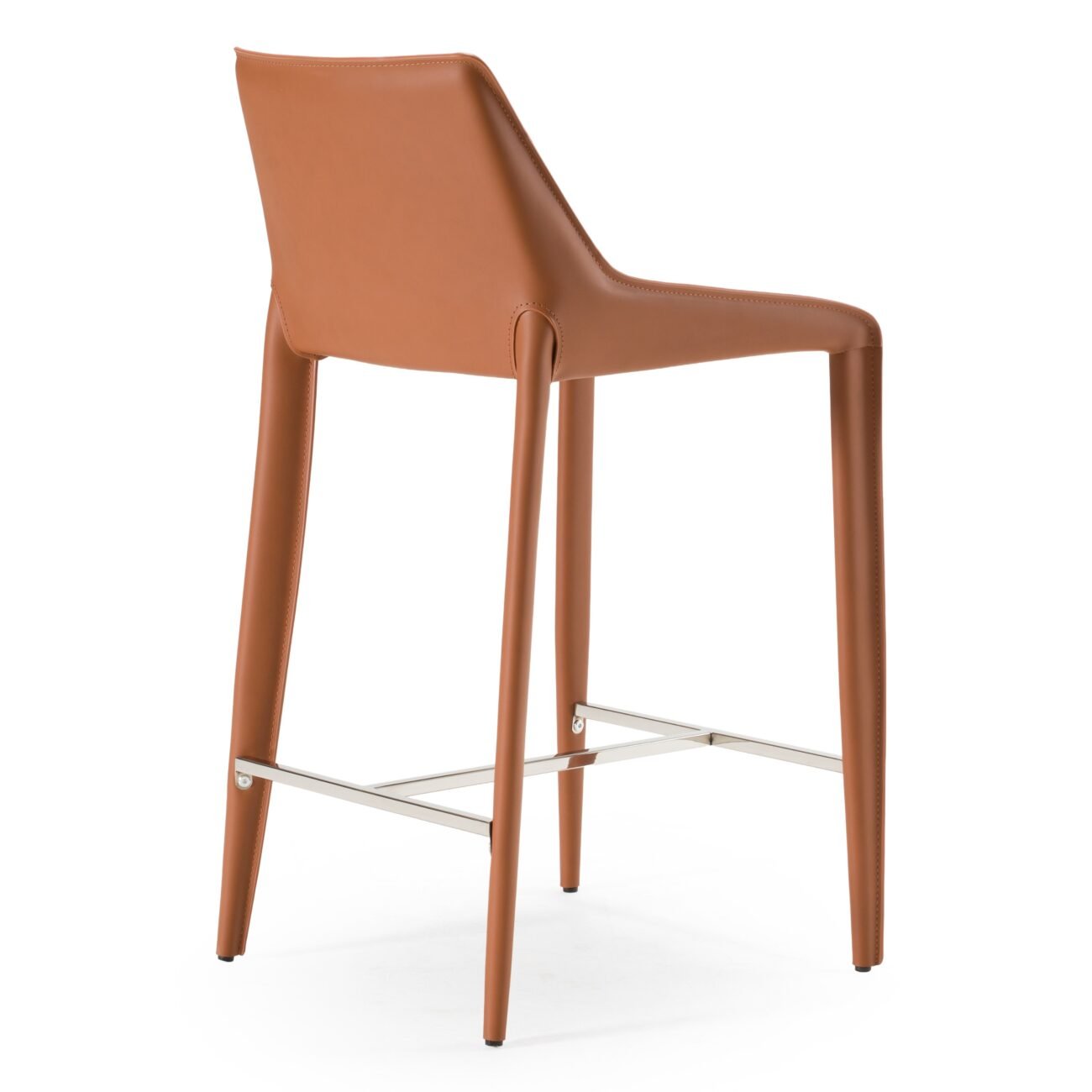 Modrest Halo - Modern Cognac Saddle Leather Counter Stool - Image 4
