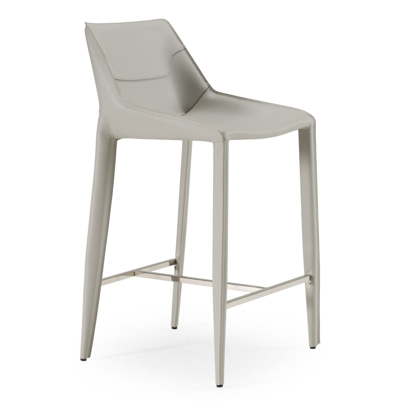 Modrest Halo - Modern Light Grey Saddle Leather Counter Stool - Image 2