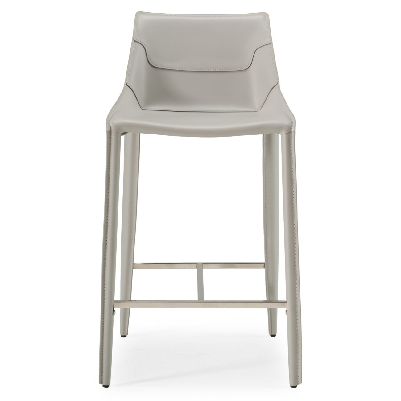 Modrest Halo - Modern Light Grey Saddle Leather Counter Stool - Image 3