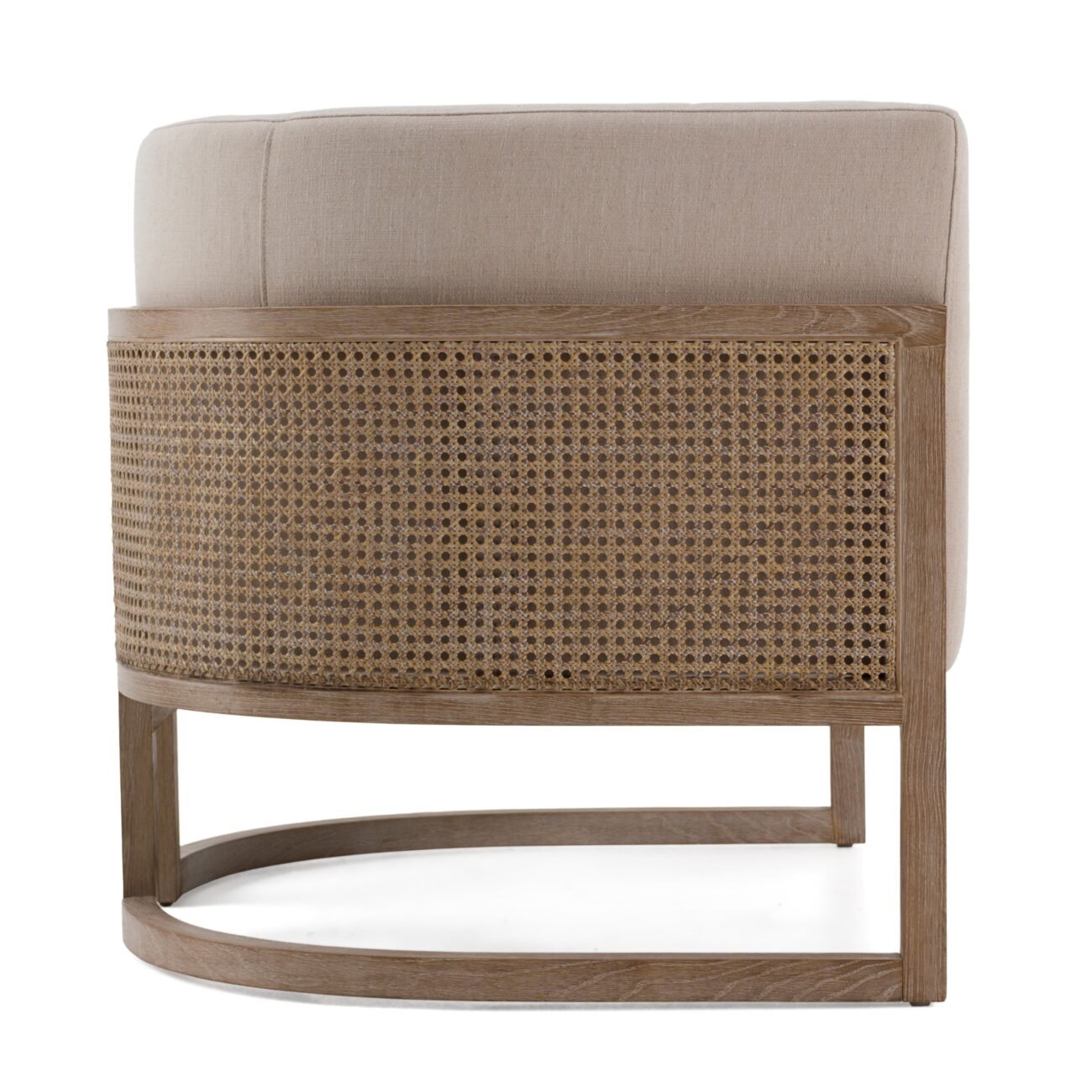 Modrest Haney - Modern Grey Fabric + Grey Oak+ Rattan Accent Chair - Image 2