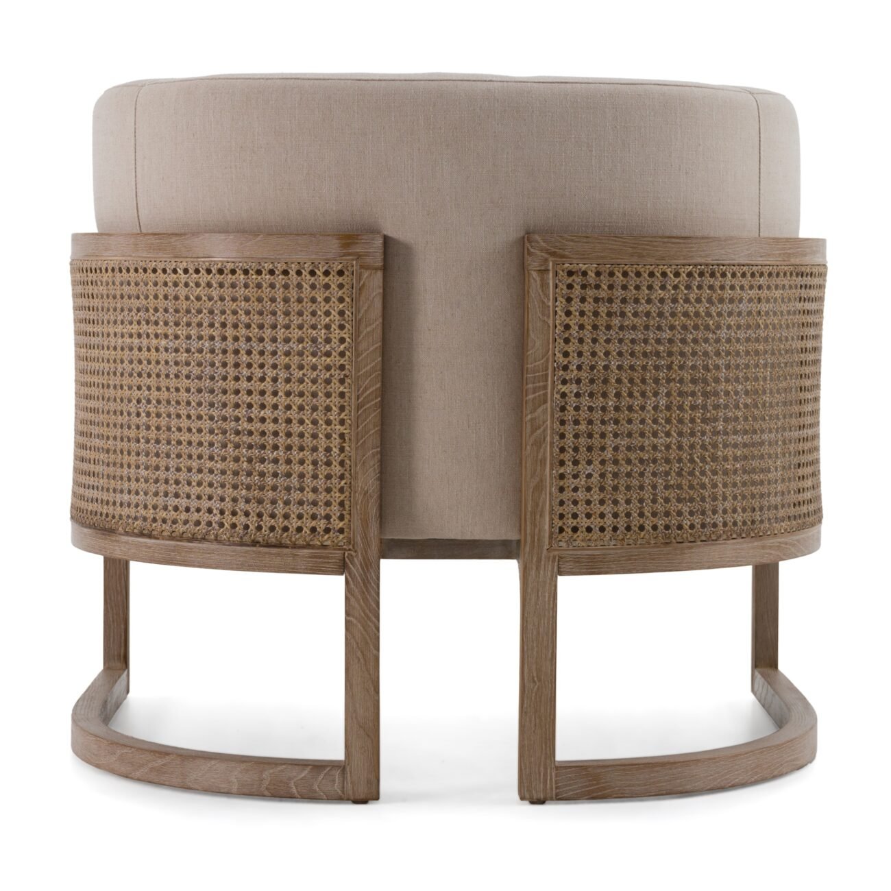 Modrest Haney - Modern Grey Fabric + Grey Oak+ Rattan Accent Chair - Image 3
