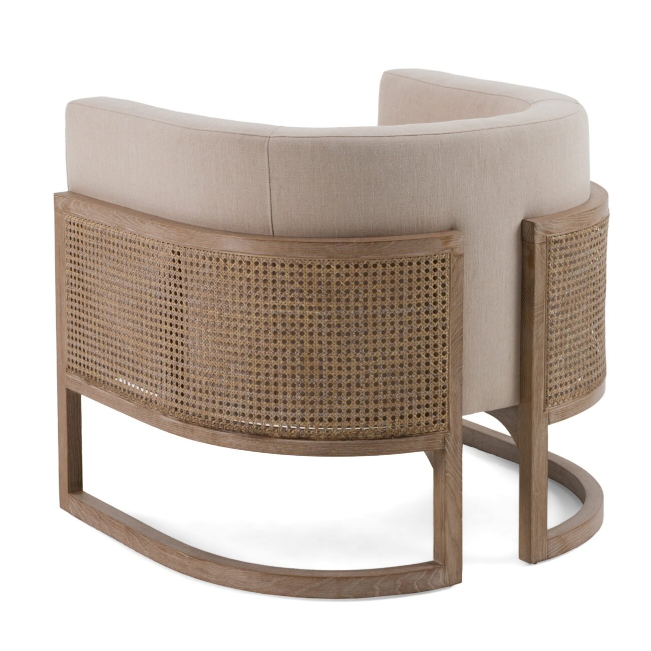 Modrest Haney - Modern Grey Fabric + Grey Oak+ Rattan Accent Chair - Image 4