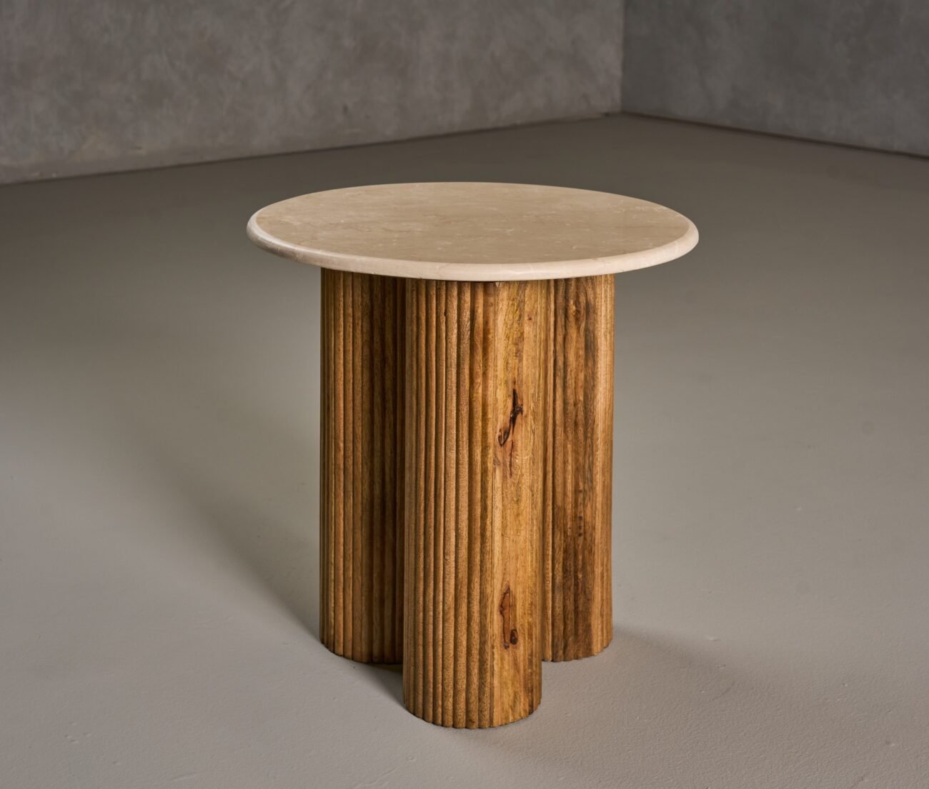 Modrest Hayden - Modern Marble + Wood Round End Table - Image 2