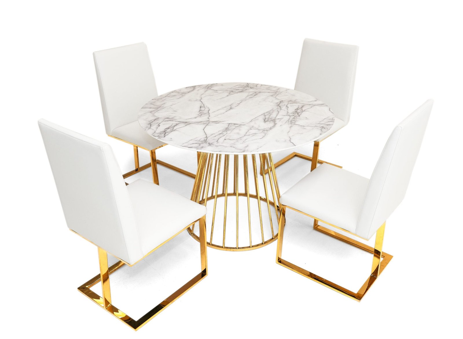 Modrest Holly Modern White & Gold Round Dining Table - Image 2