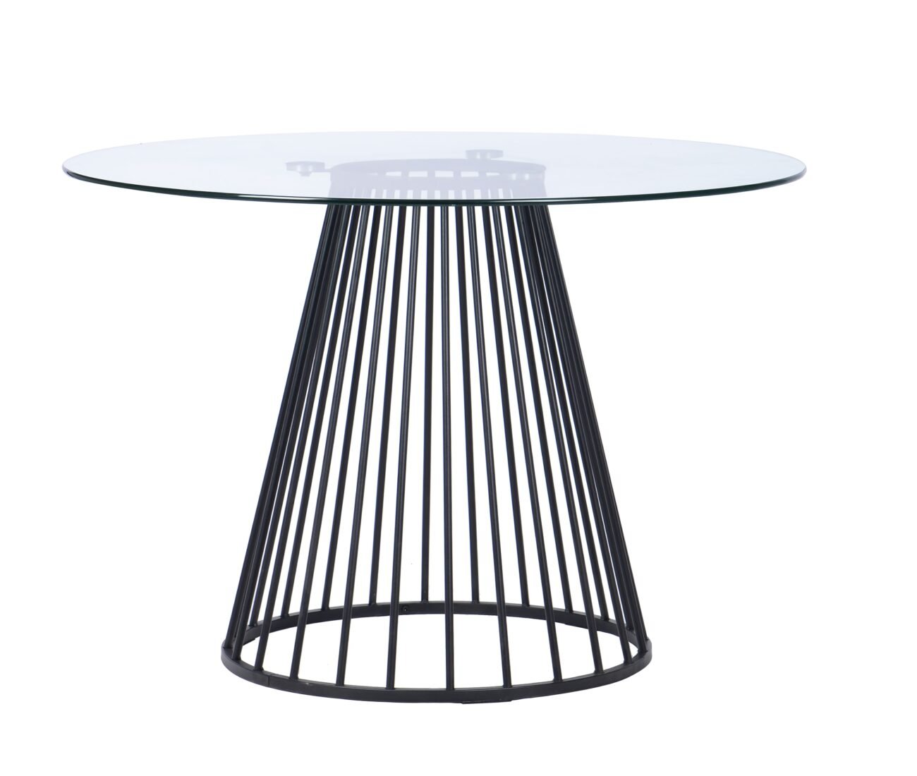 Modrest Holly - Modern Round Clear Glass and Black Dining Table - Image 2