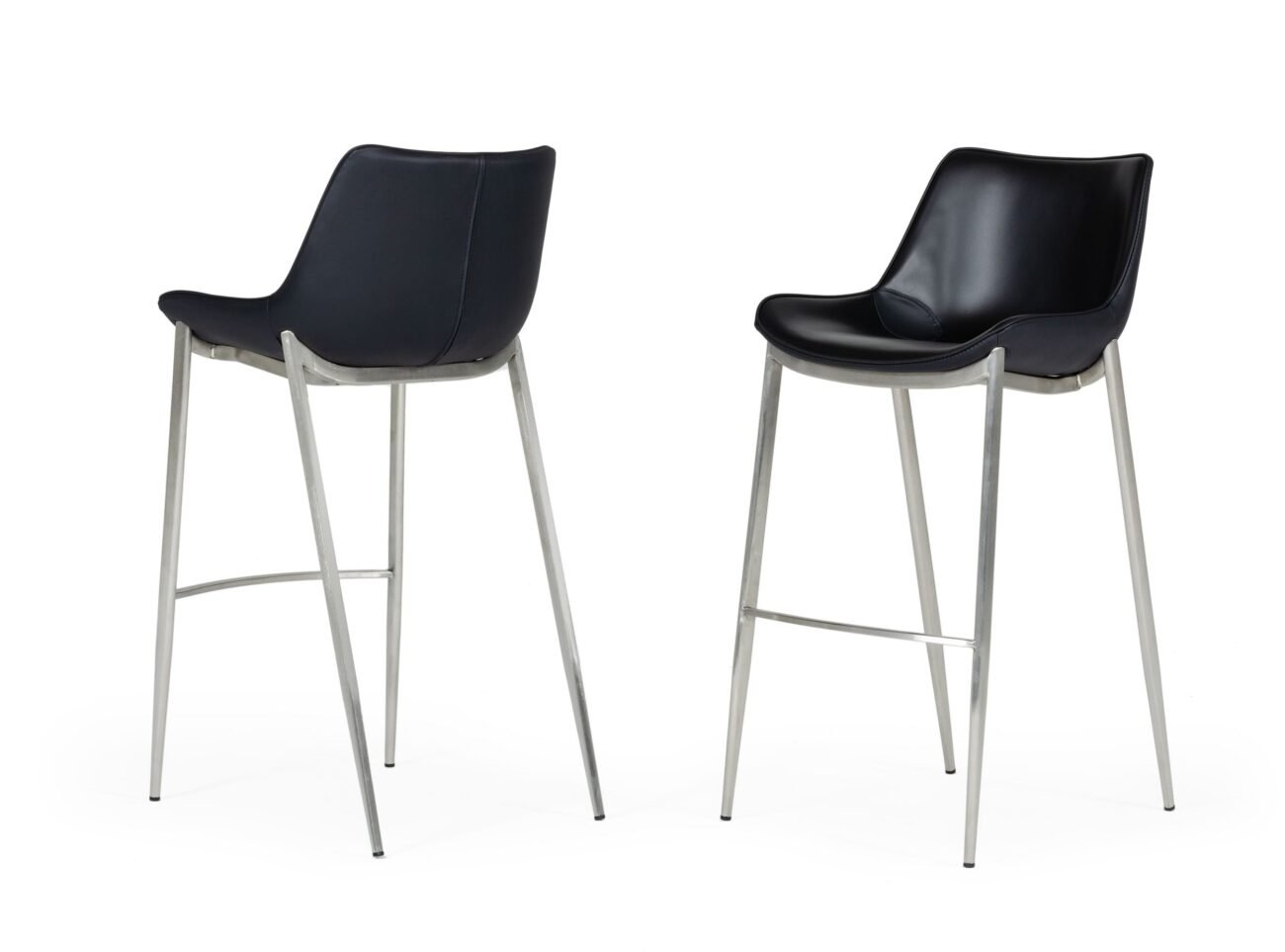 Modrest Hooper - Modern Black Eco-Leather Bar Stool (Set of 2)