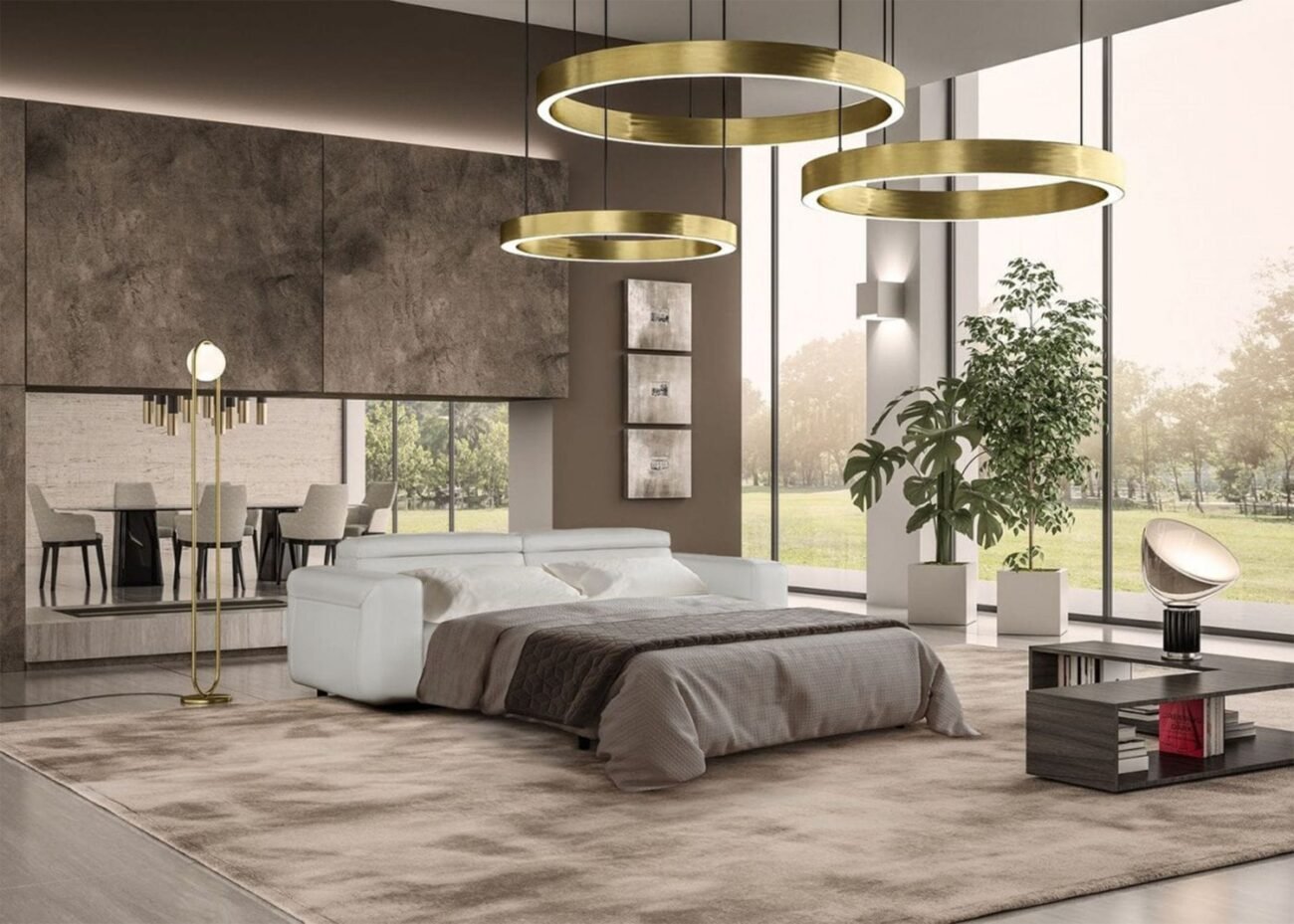 Lamod Italia Icon - Modern Italian Grey Leather Sofa Bed - Image 2