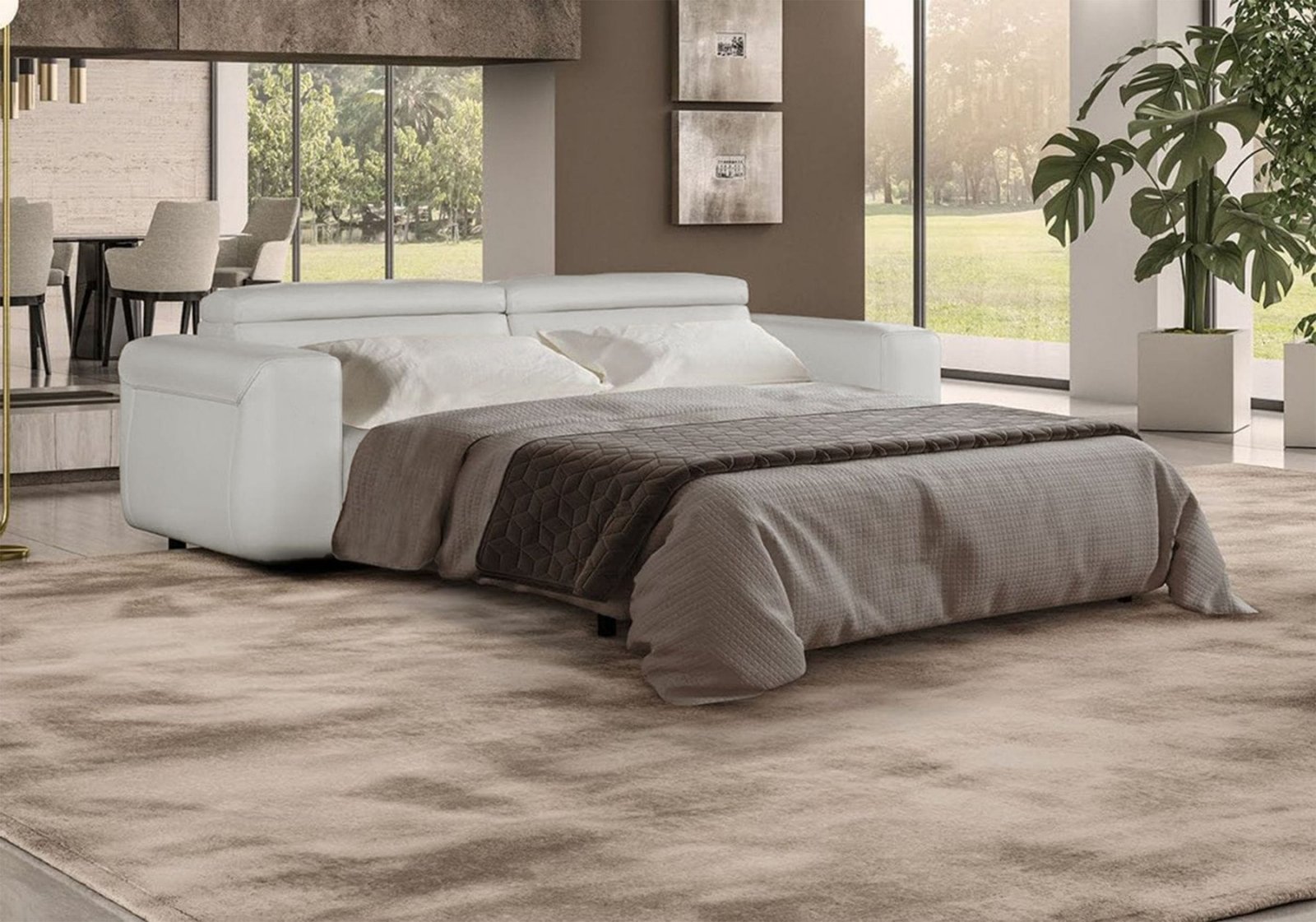 Lamod Italia Icon - Modern Italian Grey Leather Sofa Bed - Image 3