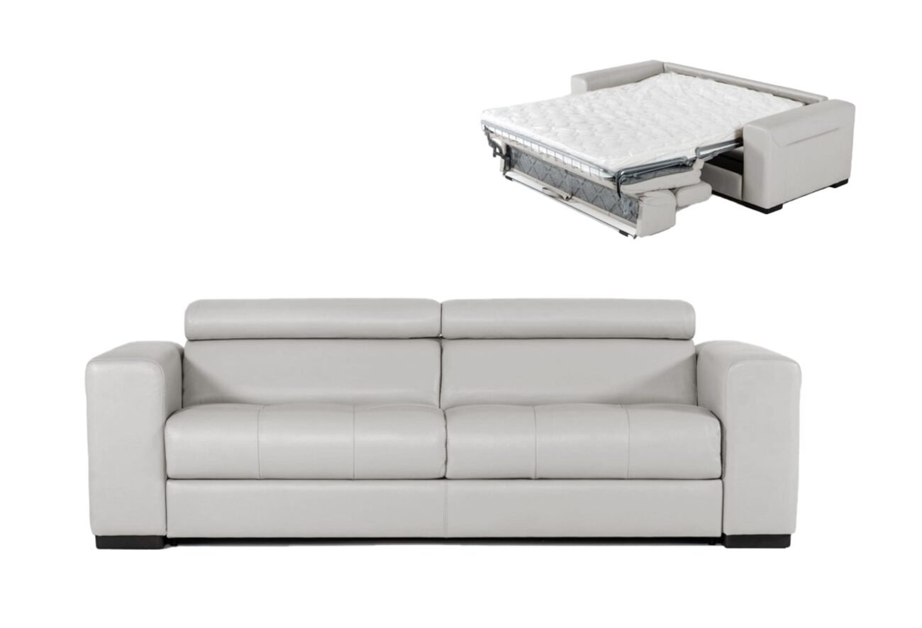 Lamod Italia Icon - Modern Italian Grey Leather Sofa Bed - Image 4