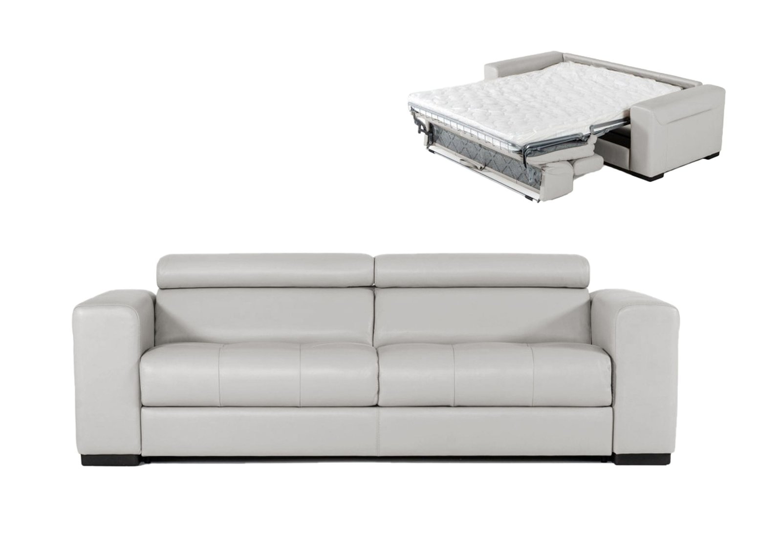 Lamod Italia Icon - Modern Italian Grey Leather Sofa Bed - Image 4