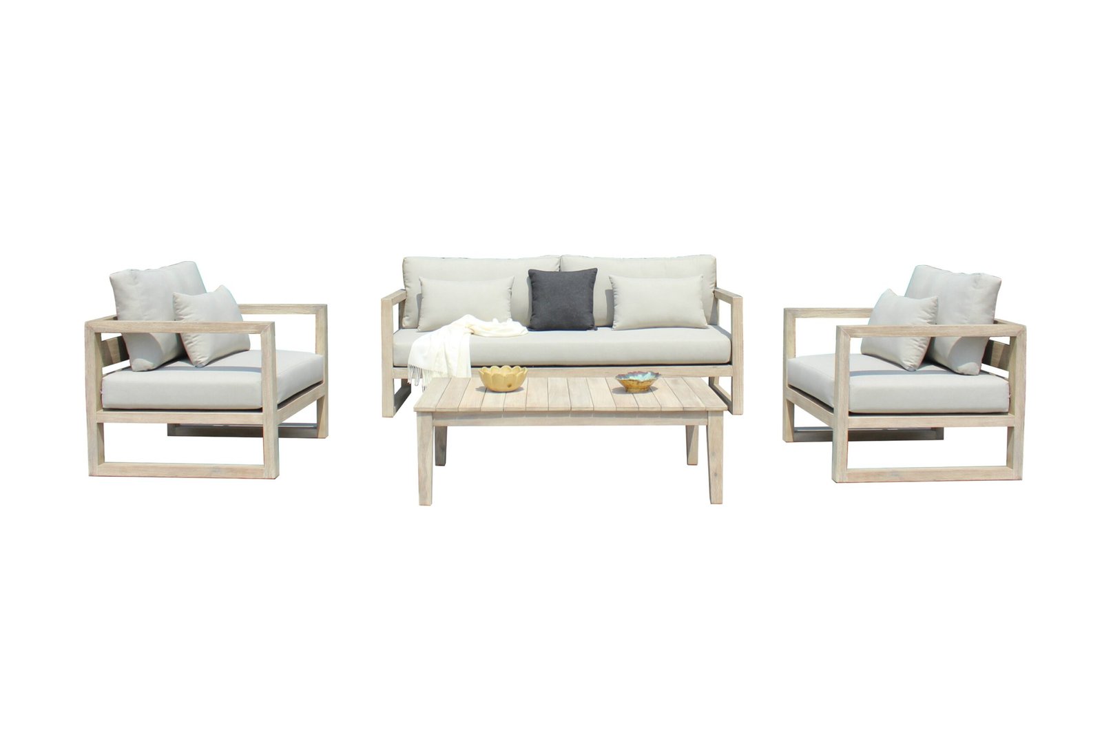 Renava Calm - Outdoor Grey + Acacia Sofa Set - Image 5