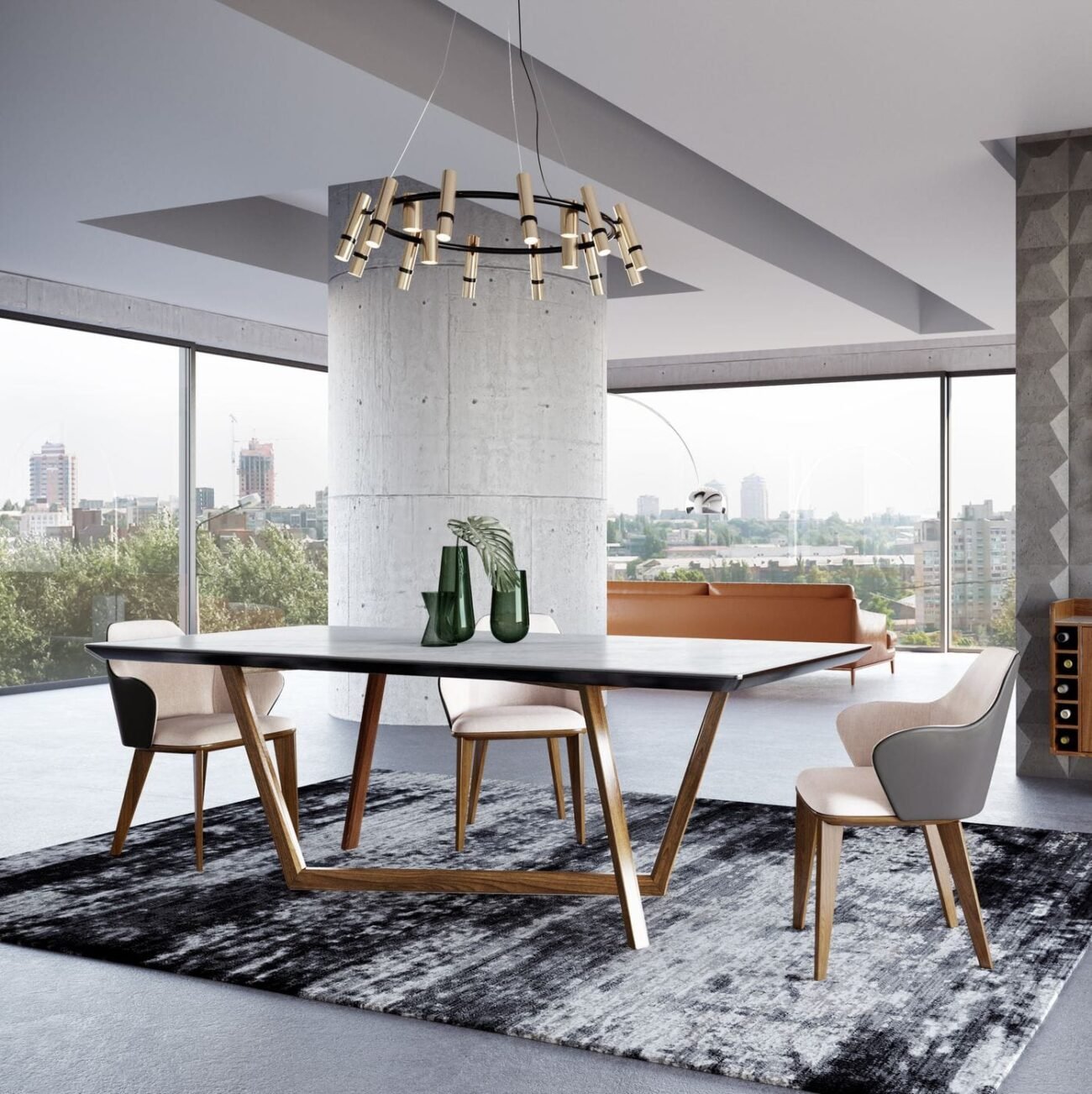 Modrest James - Contemporary Walnut & White Dining Table - Image 5