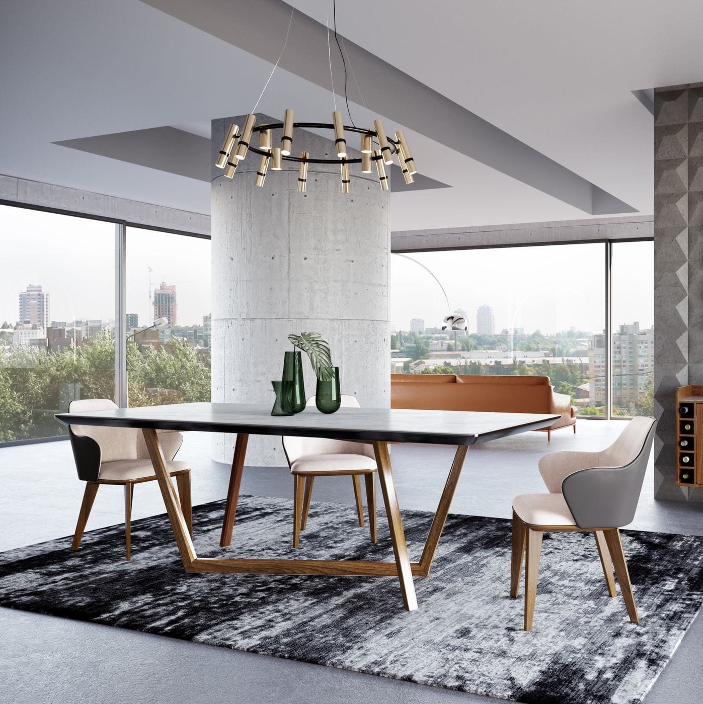 Modrest James - Contemporary Walnut & White Dining Table - Image 5