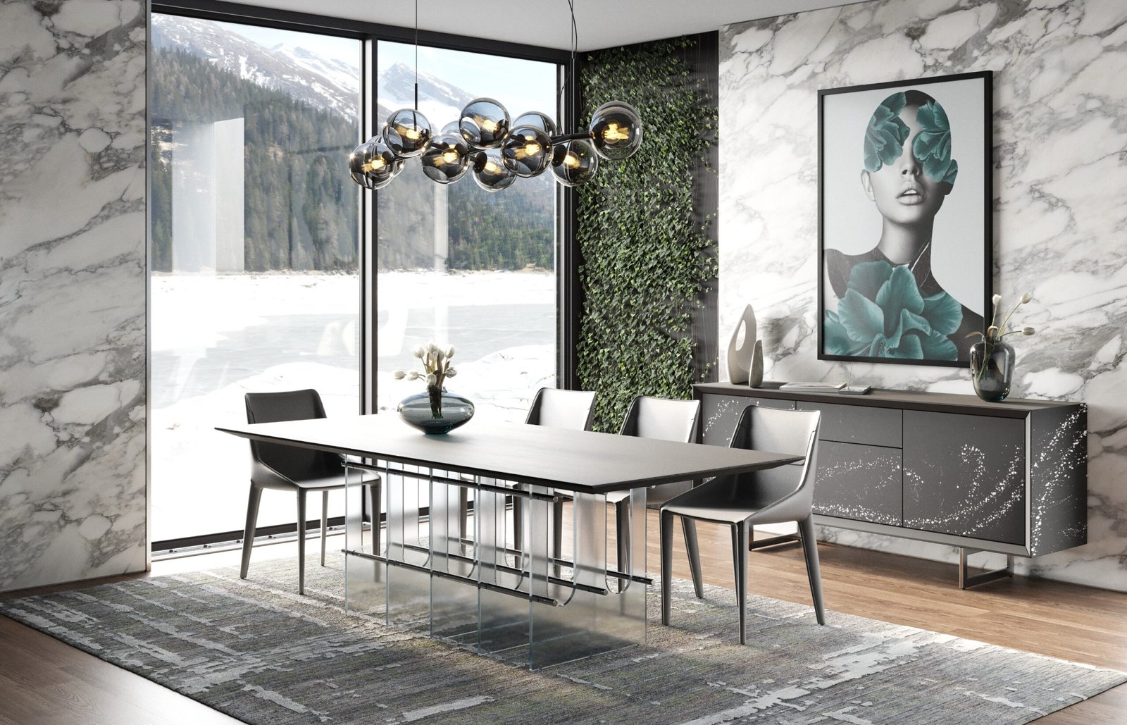 Modrest Inverness - Contemporary Black Oak + Acrylic Dining Table - Image 5