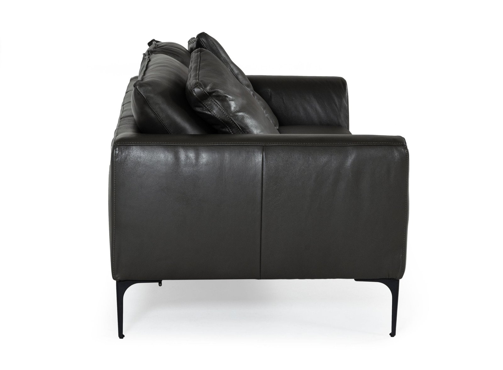 Divani Casa Jacoba - Modern Dark Grey Leather Sofa - Image 2