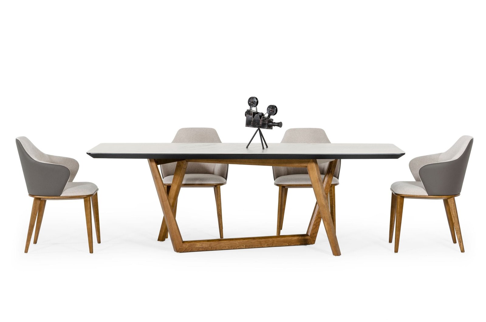 Modrest James - Contemporary Walnut & White Dining Table - Image 4