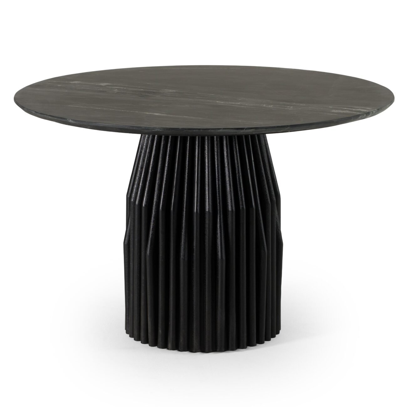 Modrest Jenna - Modern Black Marble + Black Mango Round Dining Table