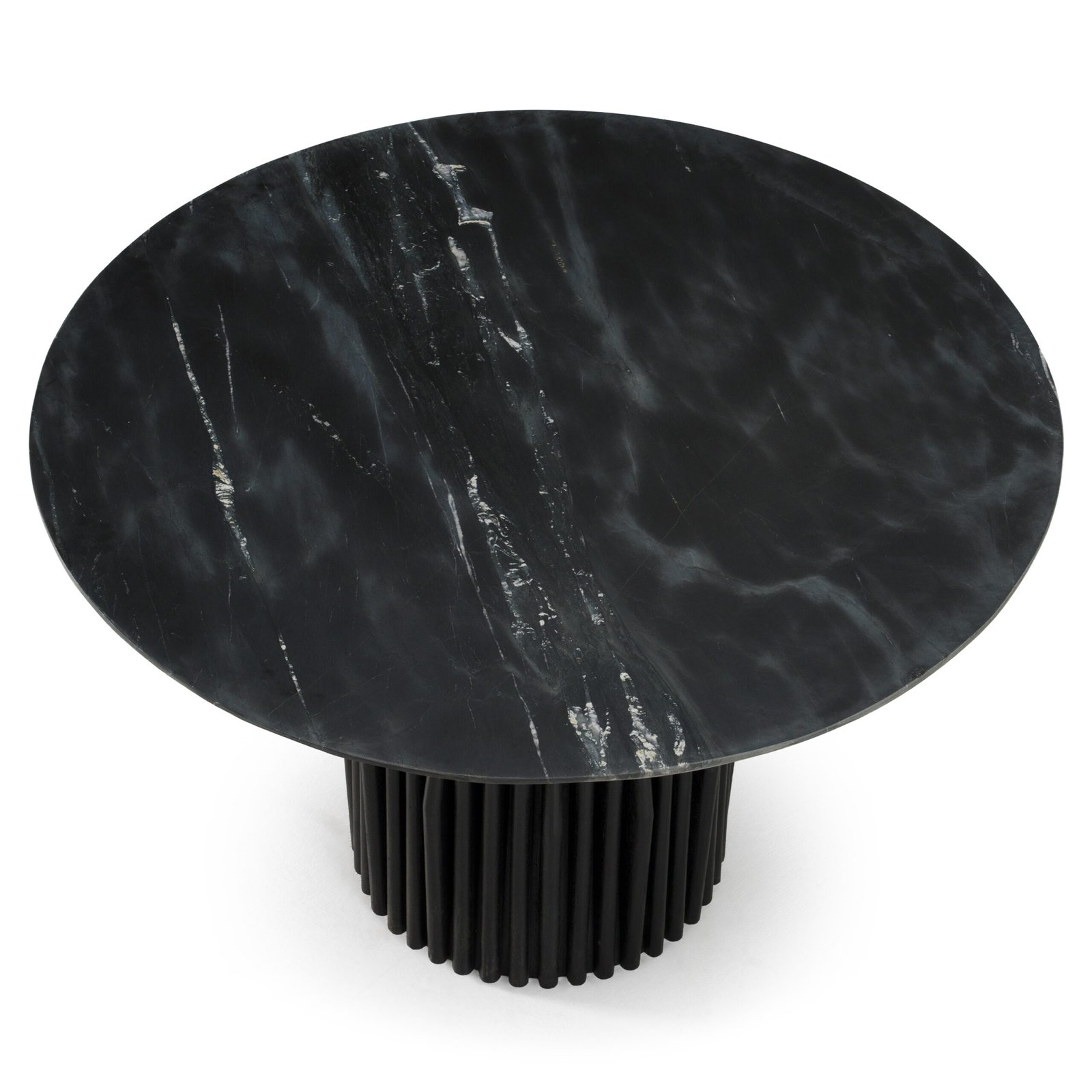 Modrest Jenna - Modern Black Marble + Black Mango Round Dining Table - Image 2