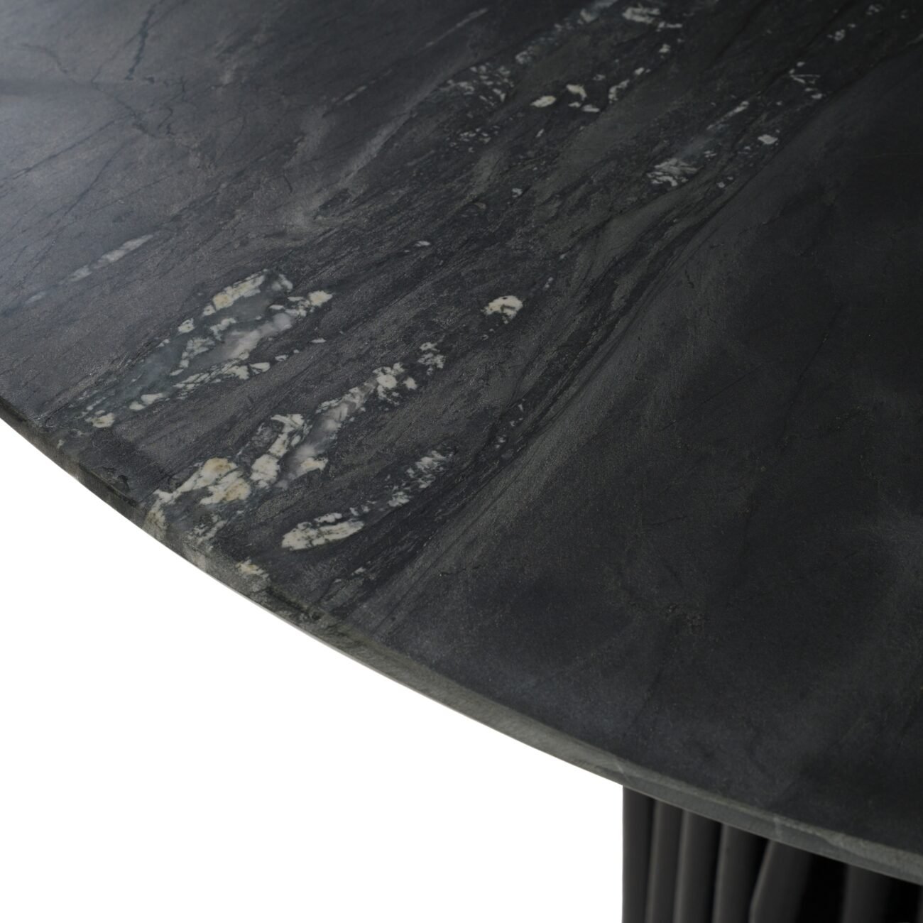 Modrest Jenna - Modern Black Marble + Black Mango Round Dining Table - Image 3