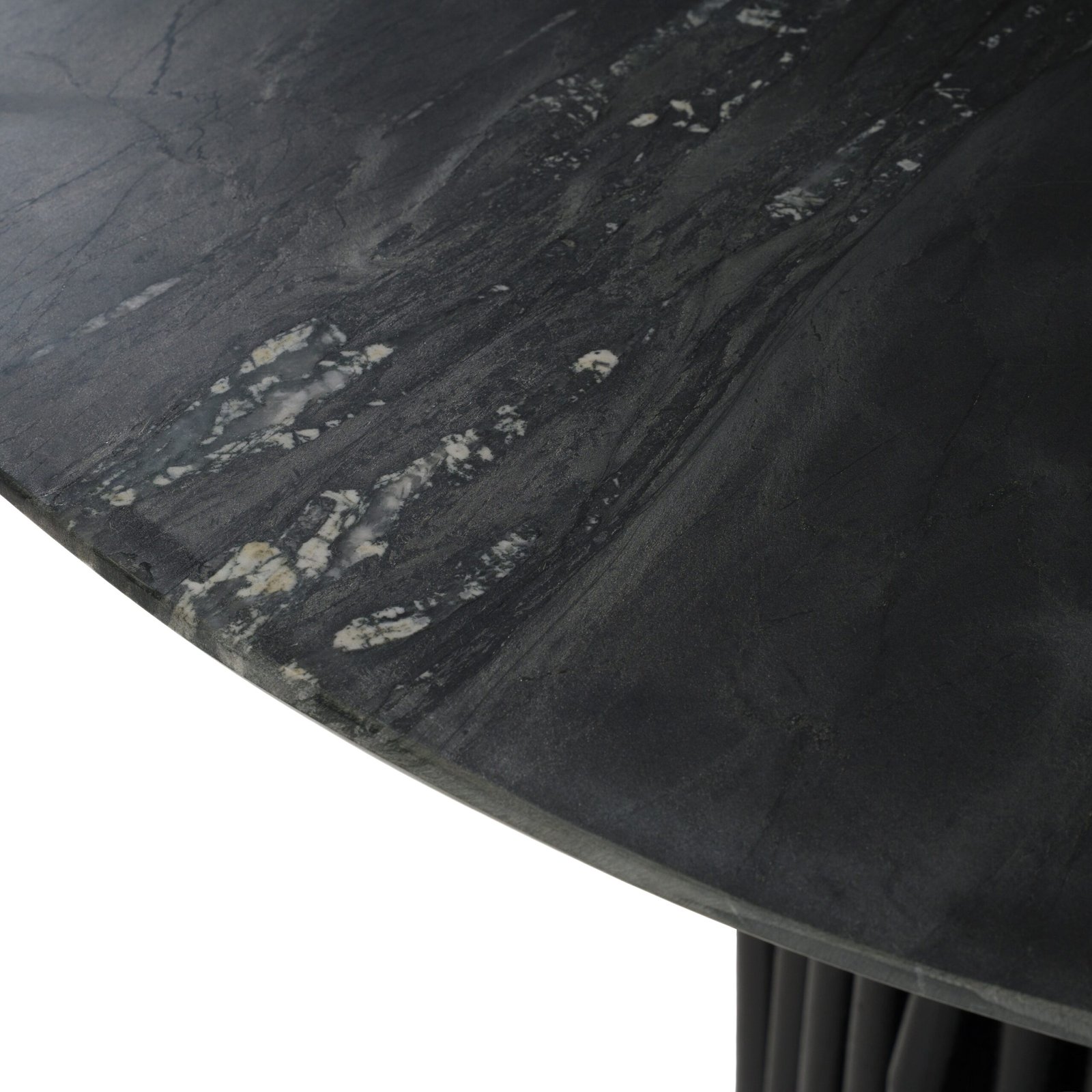 Modrest Jenna - Modern Black Marble + Black Mango Round Dining Table - Image 3