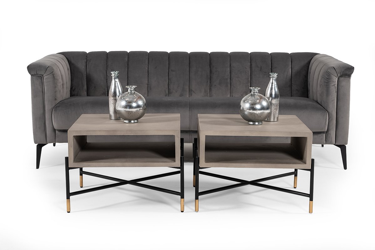 Divani Casa Jeremy Modern Grey Velvet Sofa - Image 5