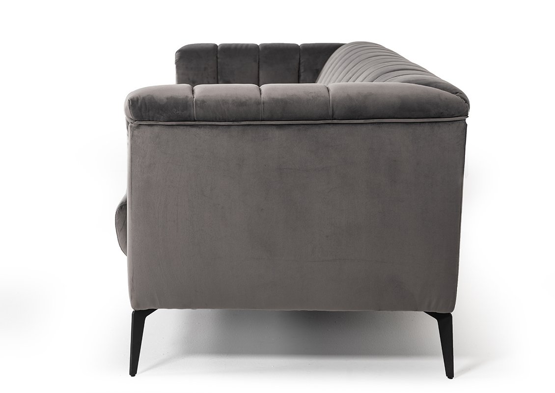 Divani Casa Jeremy Modern Grey Velvet Sofa - Image 2