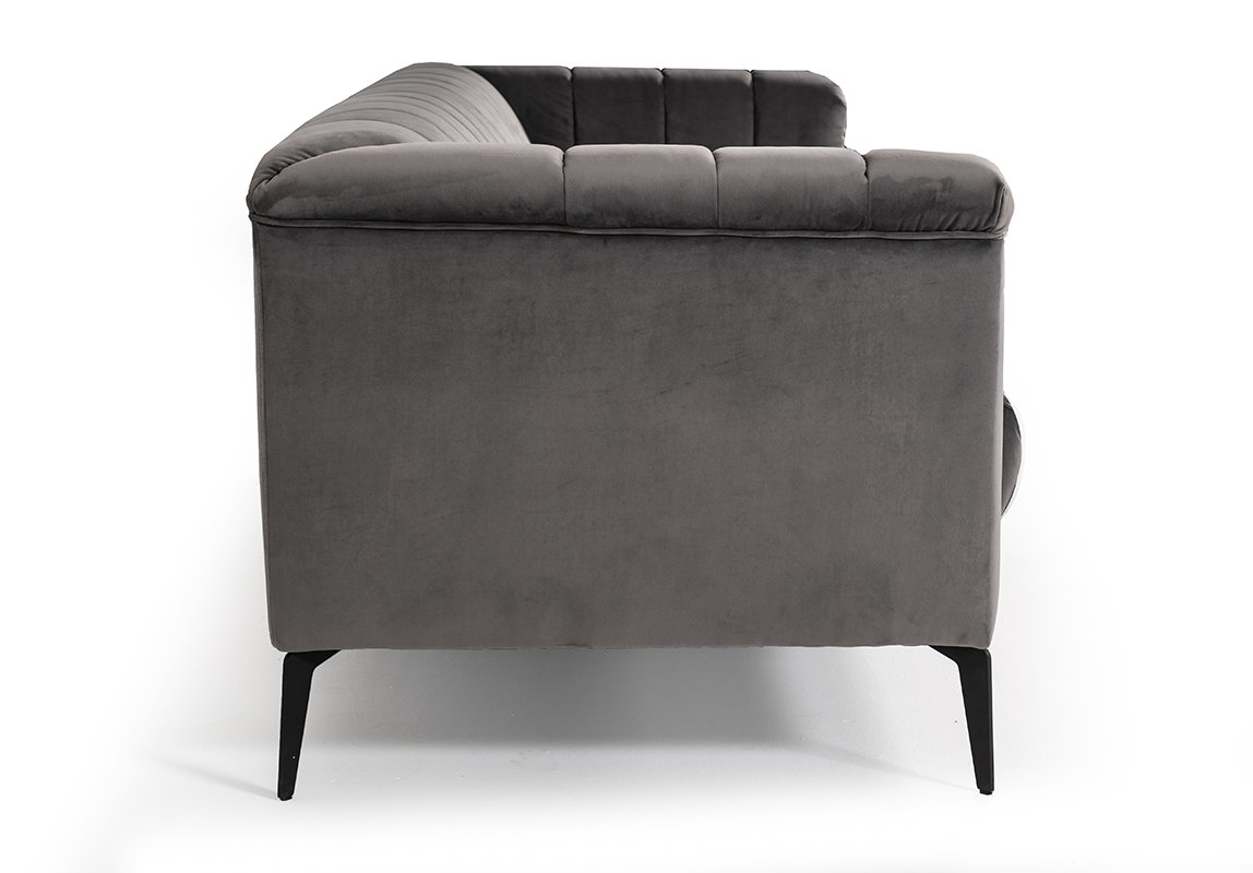 Divani Casa Jeremy Modern Grey Velvet Sofa - Image 4