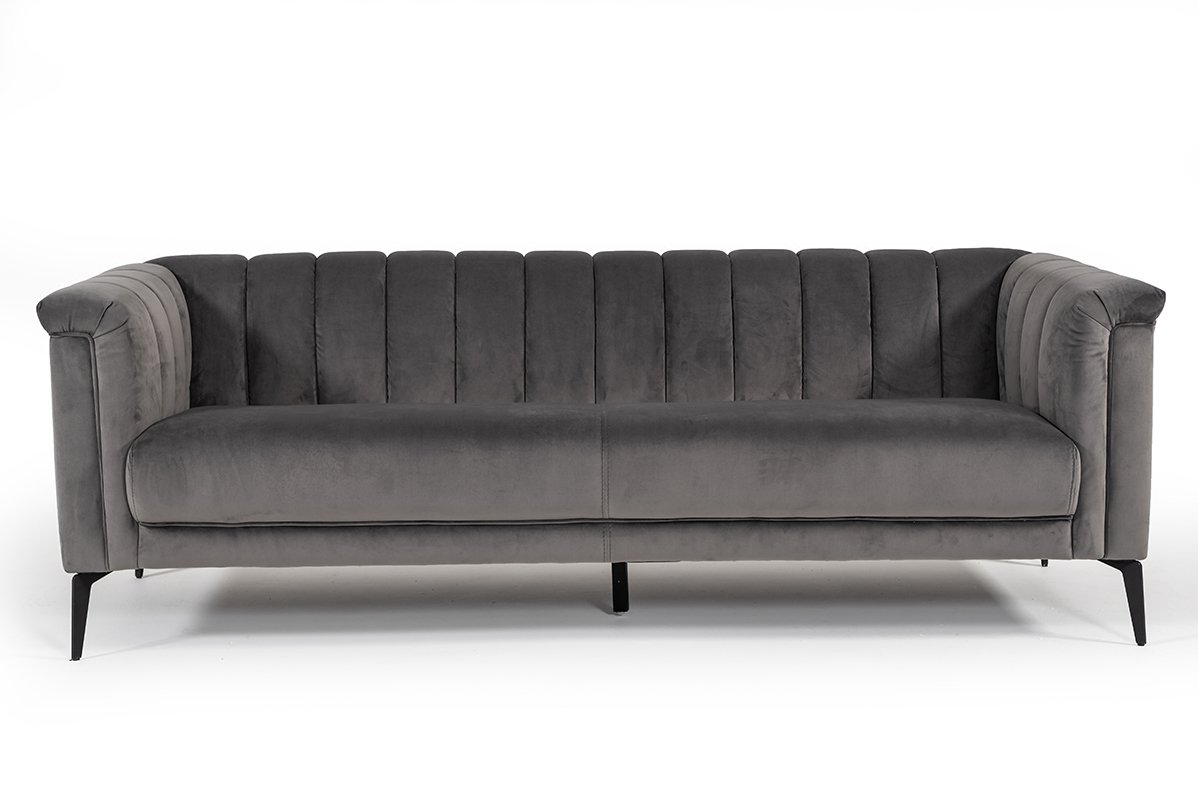 Divani Casa Jeremy Modern Grey Velvet Sofa