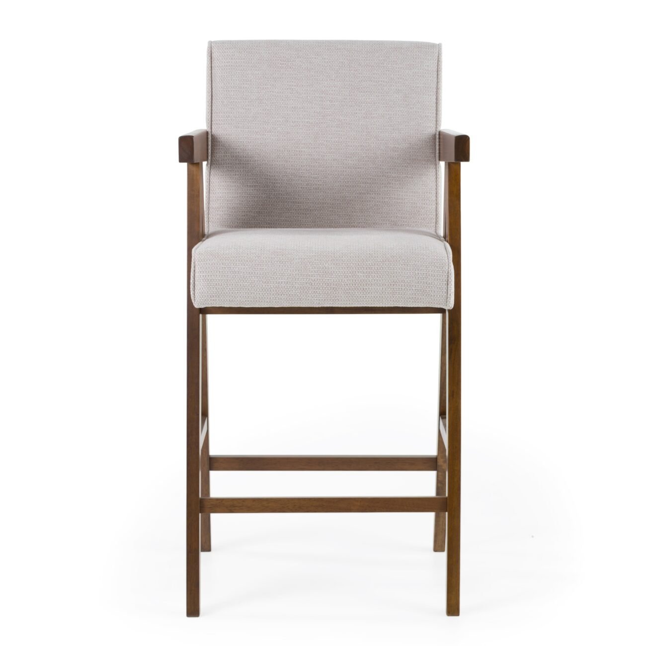 Modrest Joseline - Modern Beige Fabric + Walnut Counter Chair (Set of 2) - Image 2