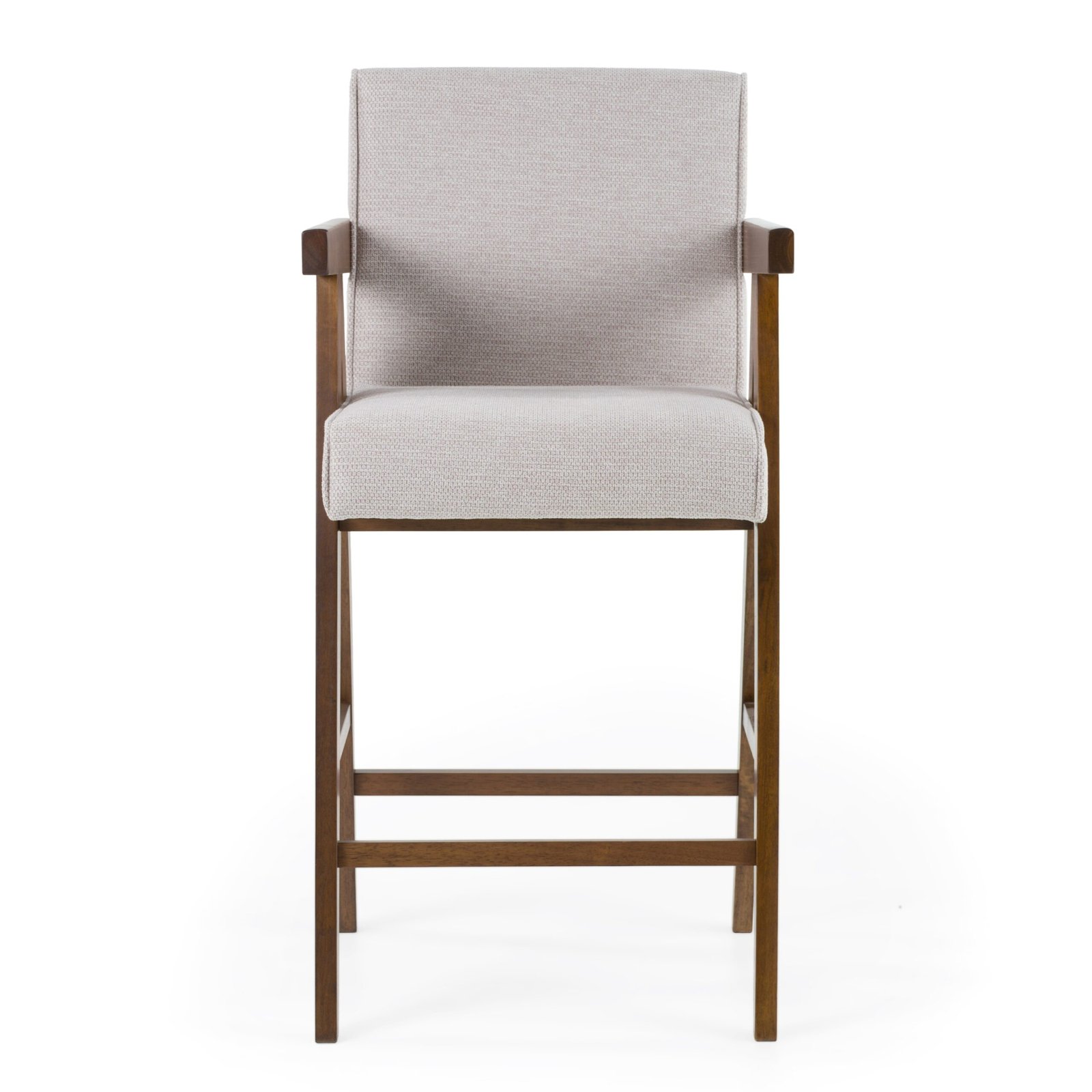 Modrest Joseline - Modern Beige Fabric + Walnut Counter Chair (Set of 2) - Image 2